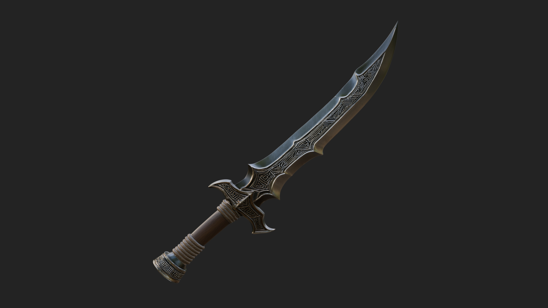 Curved Elven Sabre Model Design 3 3D Print Model 3D Model