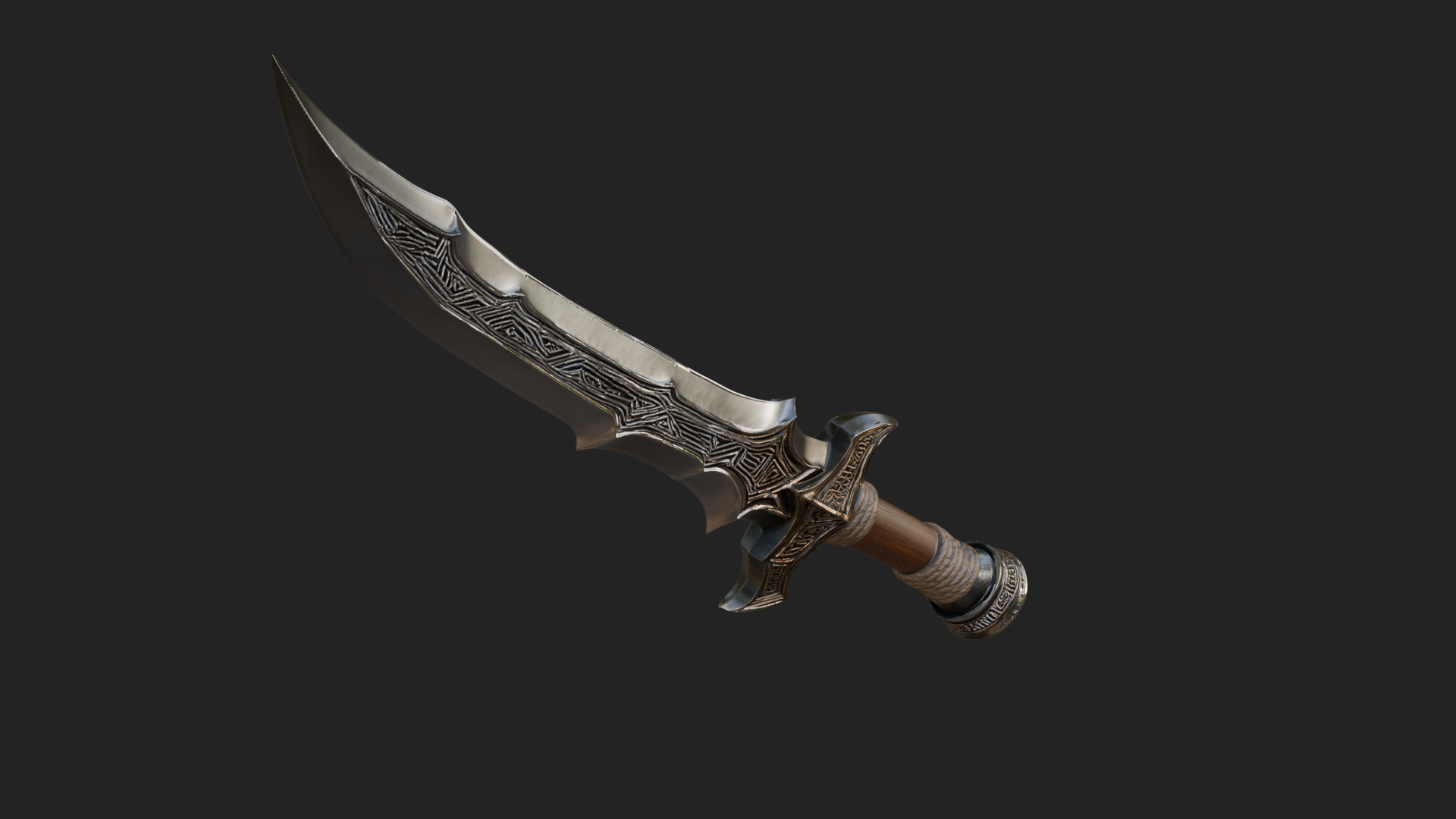 Curved Elven Sabre Model Design 3 3D Print Model 3D Model