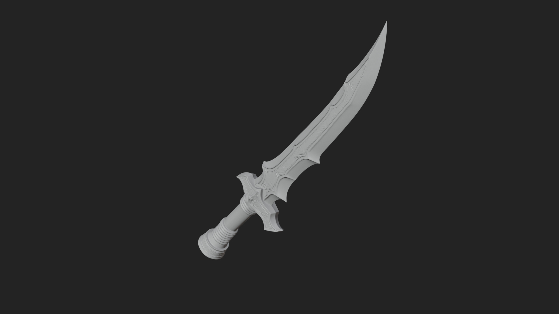 Curved Elven Sabre Model Design 3 3D Print Model 3D Model
