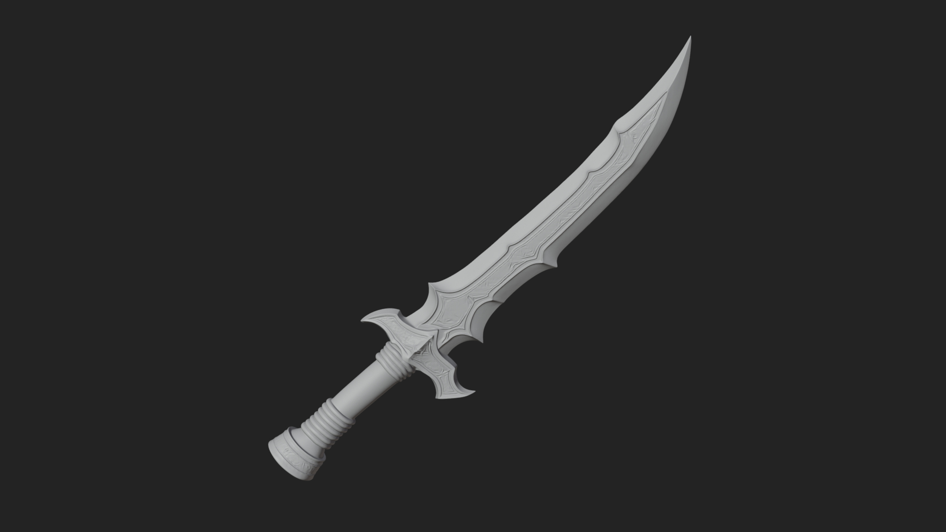 Curved Elven Sabre Model Design 3 3D Print Model 3D Model