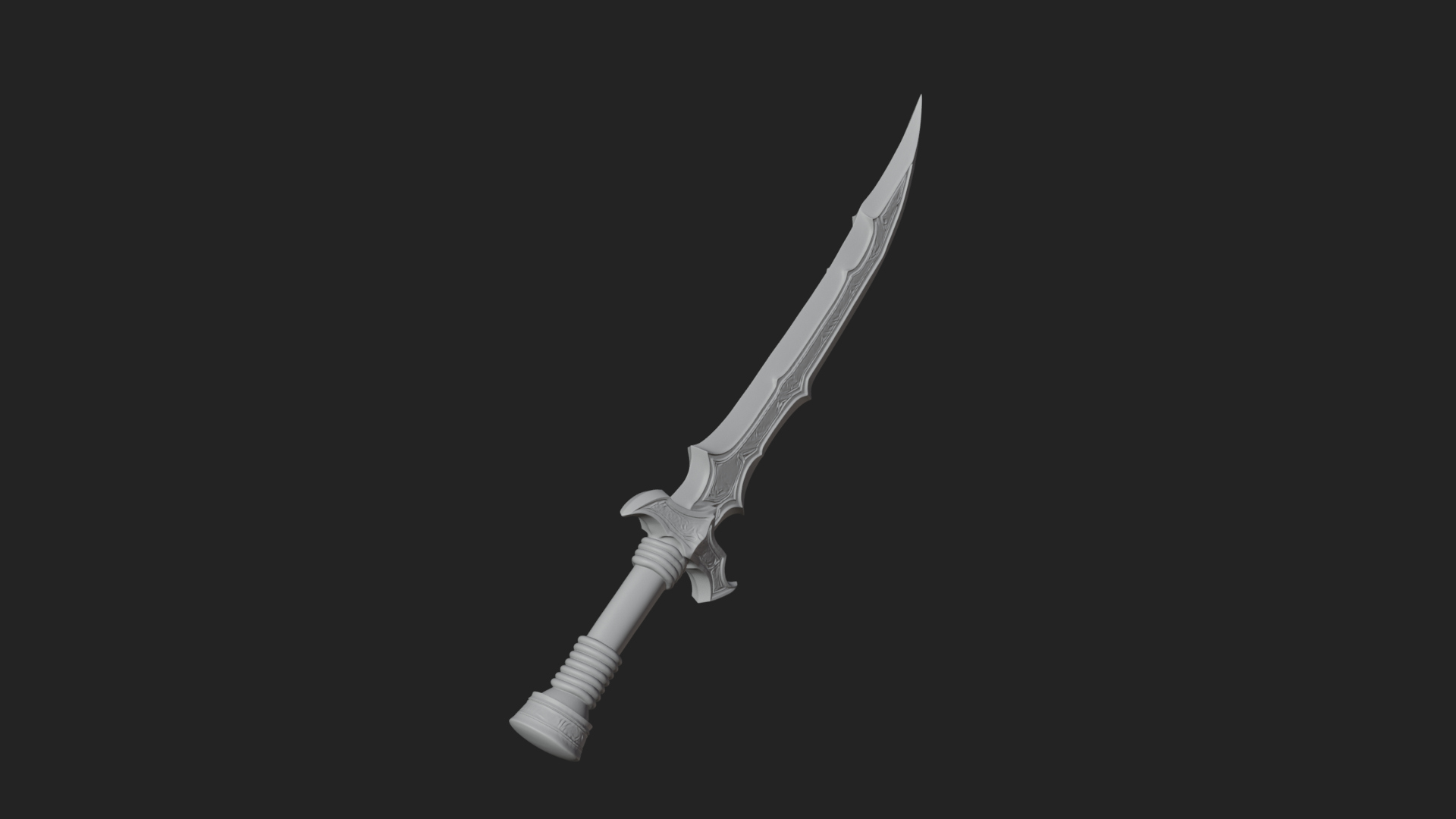 Curved Elven Sabre Model Design 3 3D Print Model 3D Model