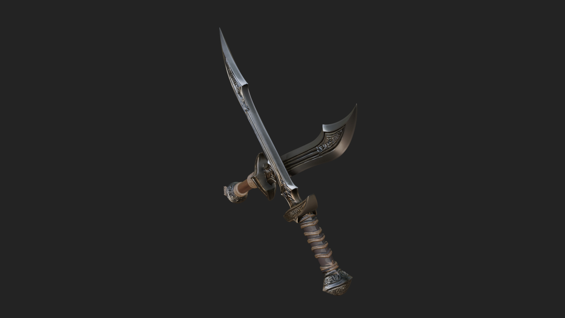 Curved Elven Sabre Model Design 4 3D Print Model 3D Model