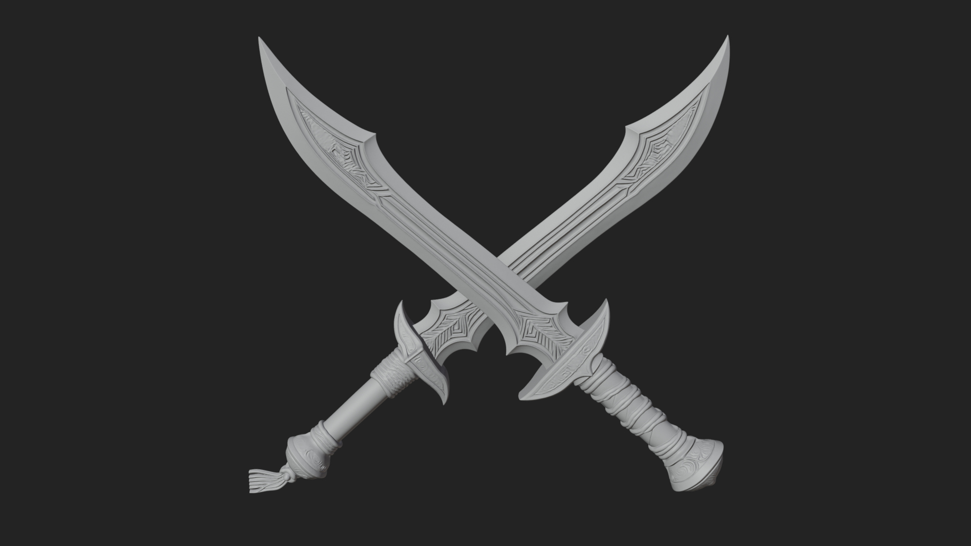 Curved Elven Sabre Model Design 4 3D Print Model 3D Model