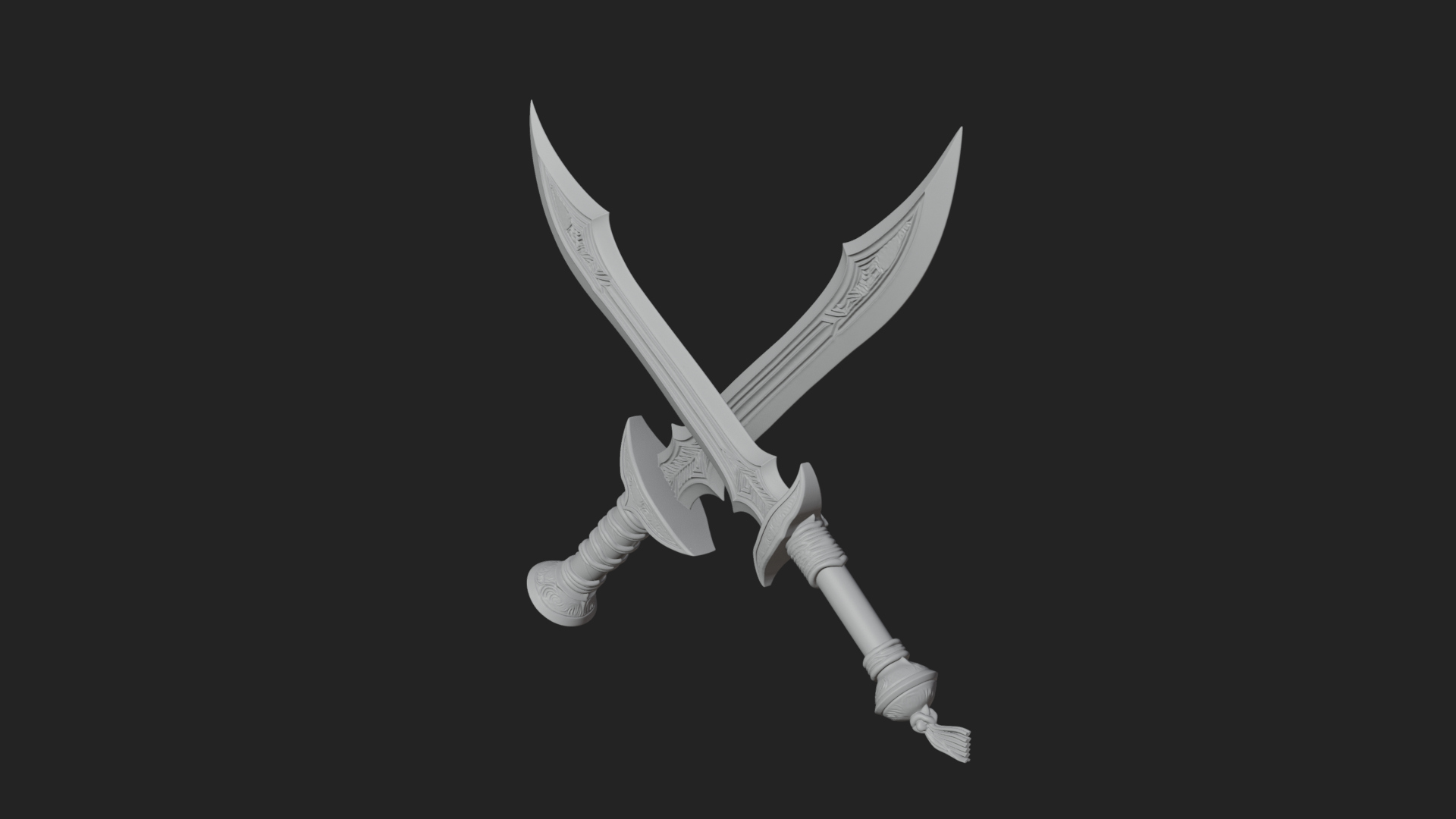 Curved Elven Sabre Model Design 4 3D Print Model 3D Model