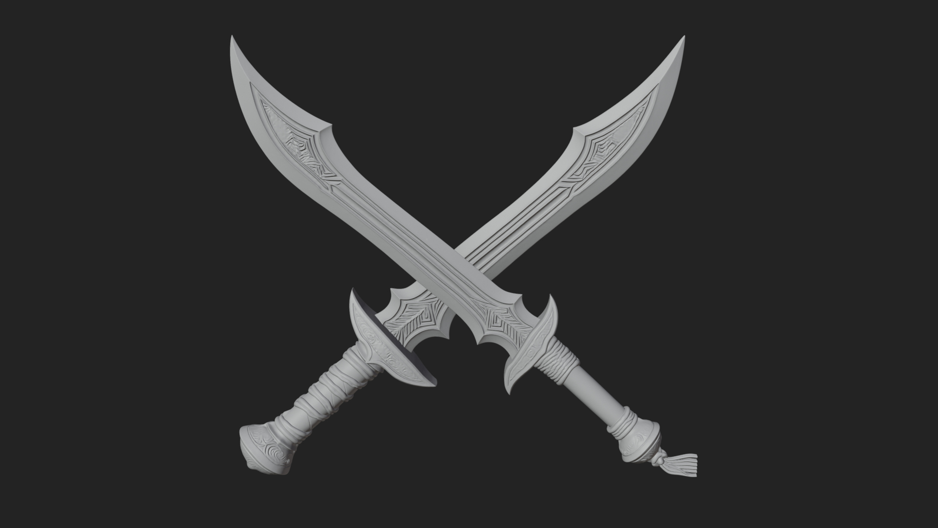 Curved Elven Sabre Model Design 4 3D Print Model 3D Model