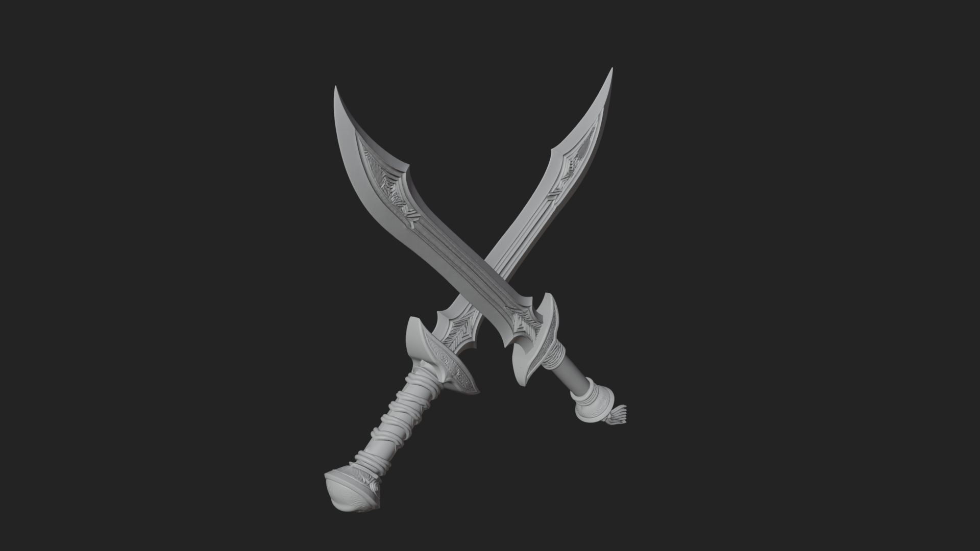 Curved Elven Sabre Model Design 4 3D Print Model 3D Model