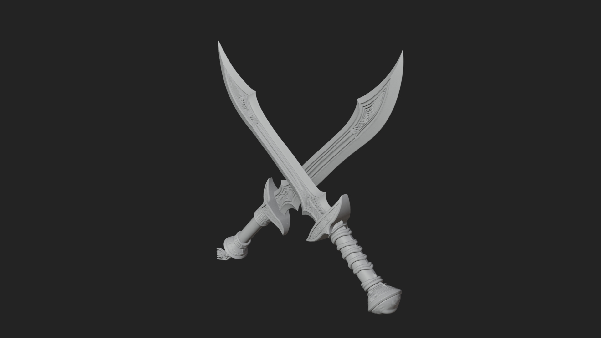 Curved Elven Sabre Model Design 4 3D Print Model 3D Model