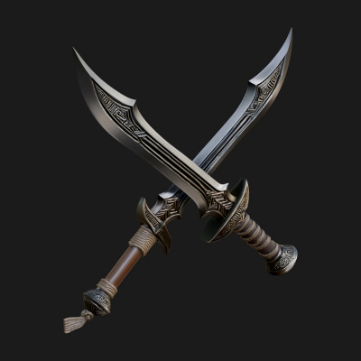 Curved Elven Sabre Model Design 4 3D Print Model