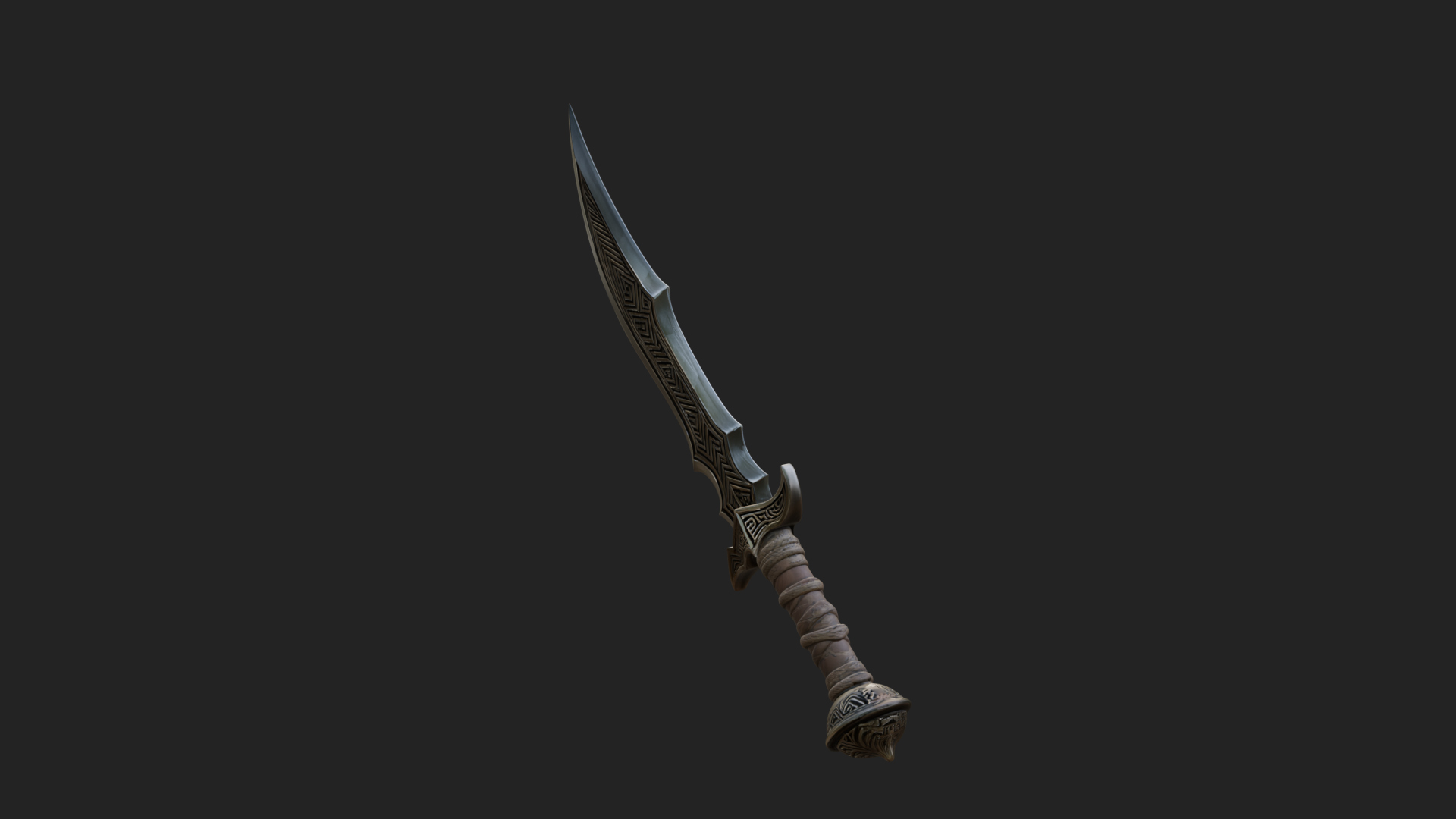 Curved Elven Sabre Model Design 6 3D Print Model 3D Model