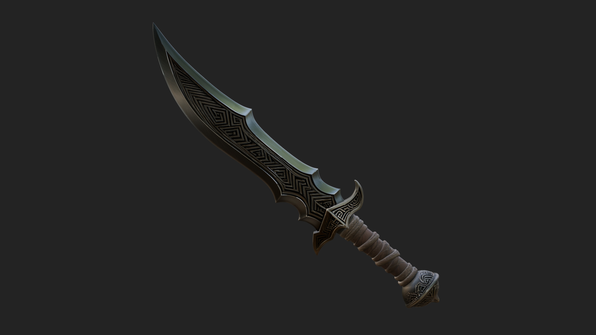 Curved Elven Sabre Model Design 6 3D Print Model 3D Model