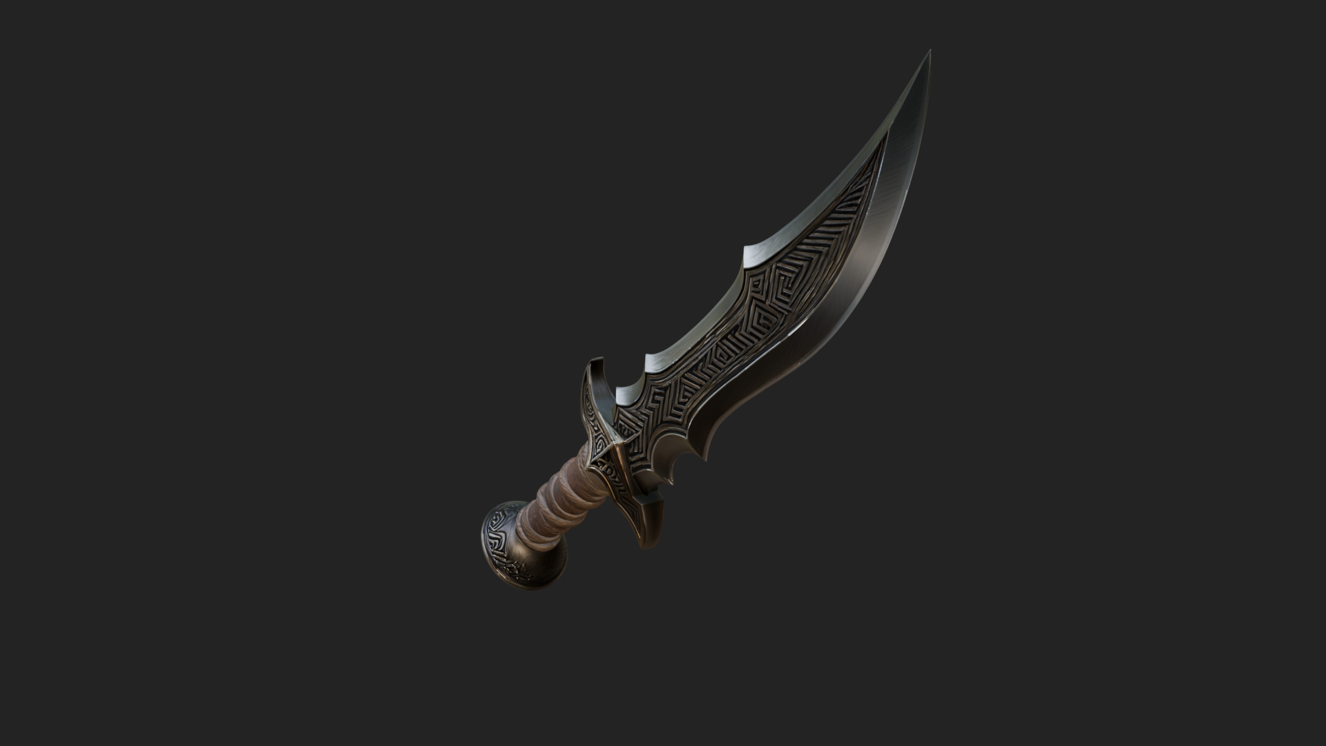 Curved Elven Sabre Model Design 6 3D Print Model 3D Model