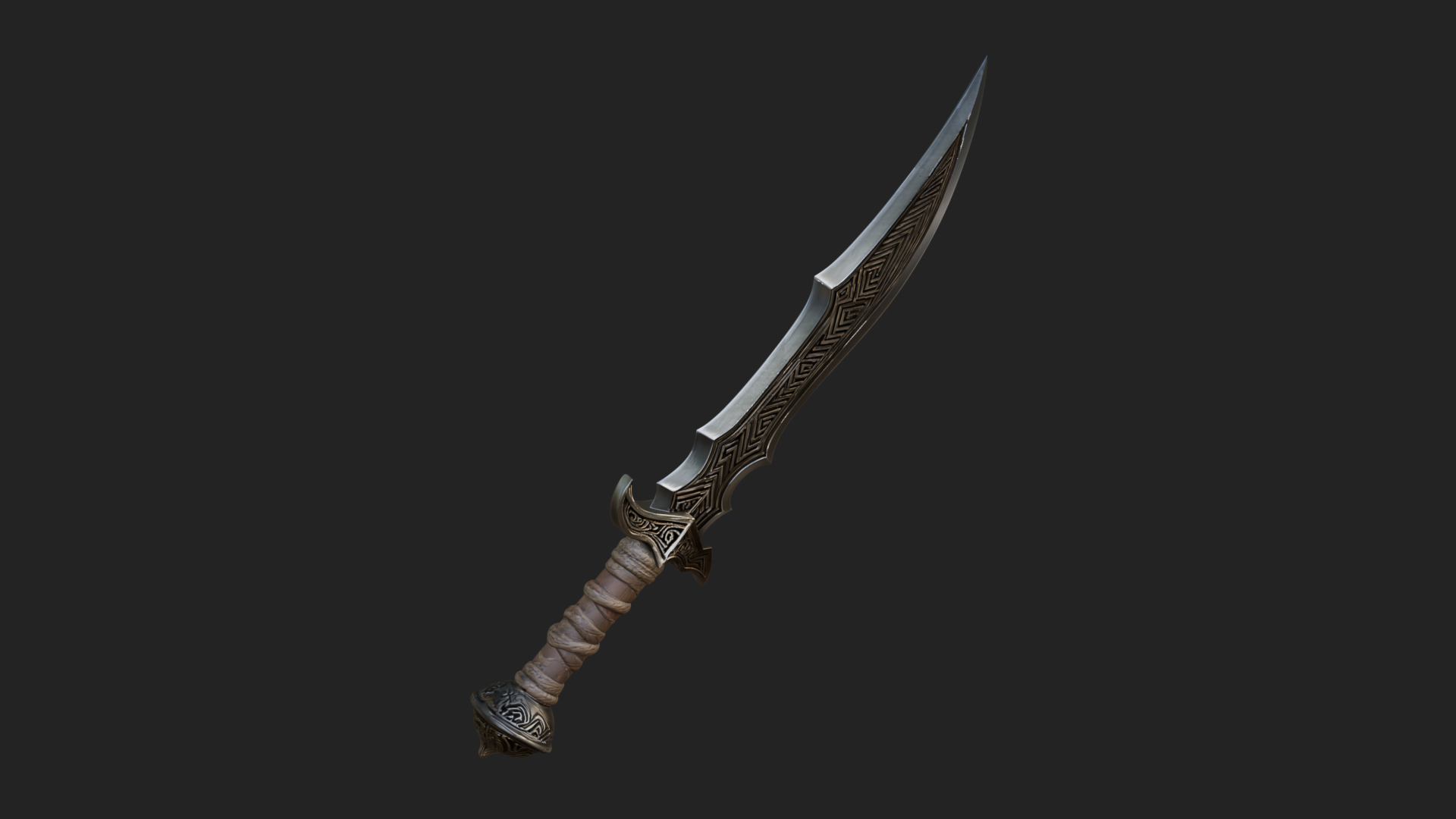 Curved Elven Sabre Model Design 6 3D Print Model 3D Model