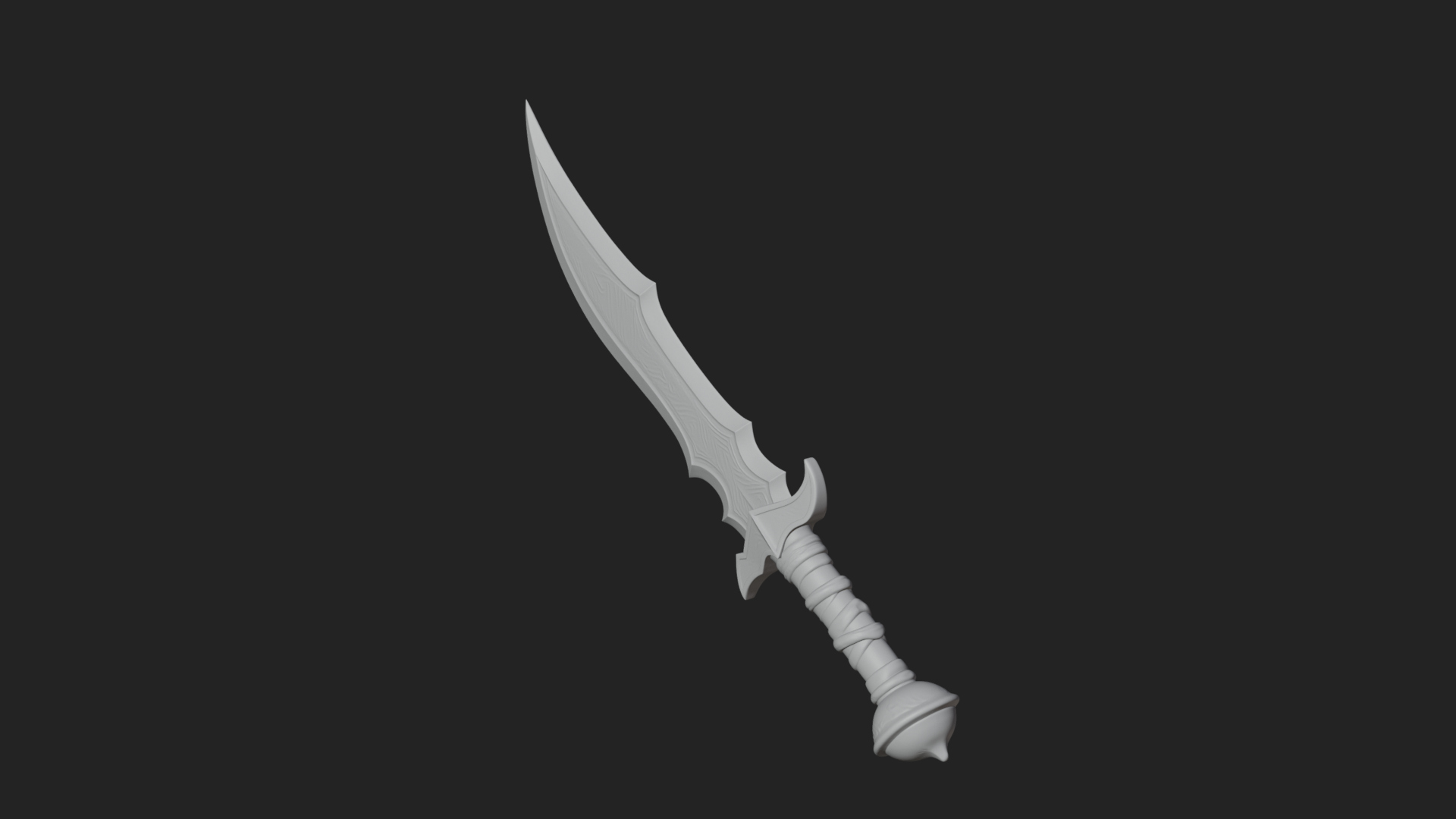Curved Elven Sabre Model Design 6 3D Print Model 3D Model