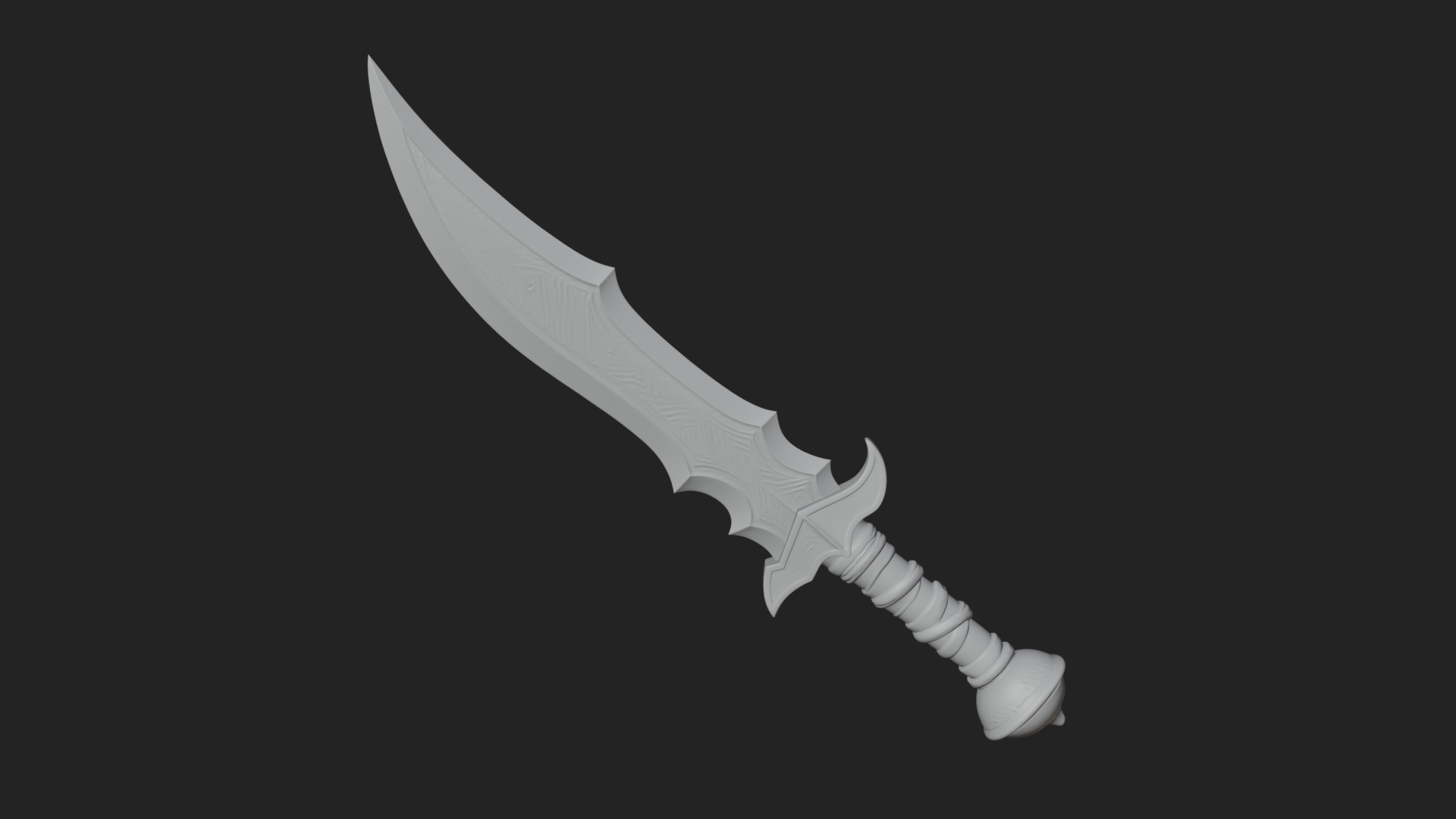 Curved Elven Sabre Model Design 6 3D Print Model 3D Model