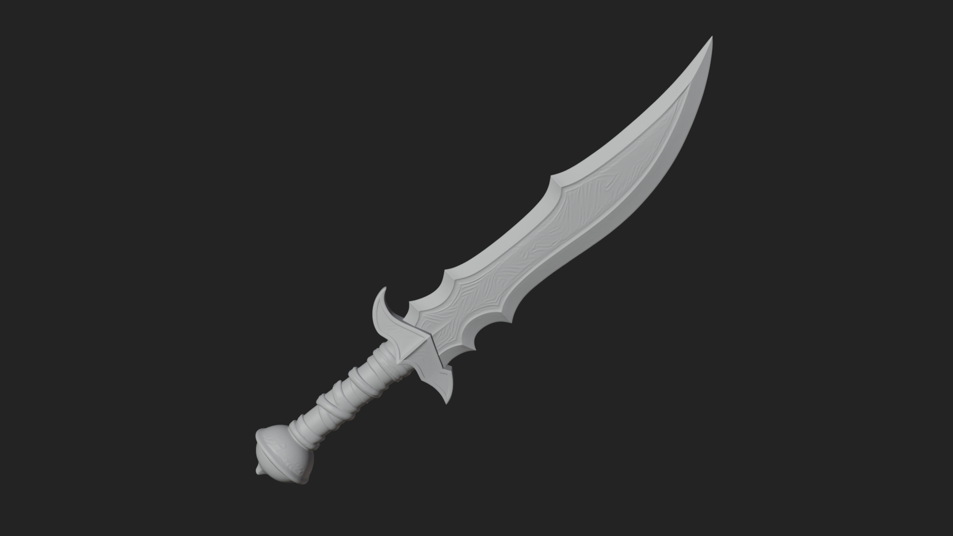 Curved Elven Sabre Model Design 6 3D Print Model 3D Model