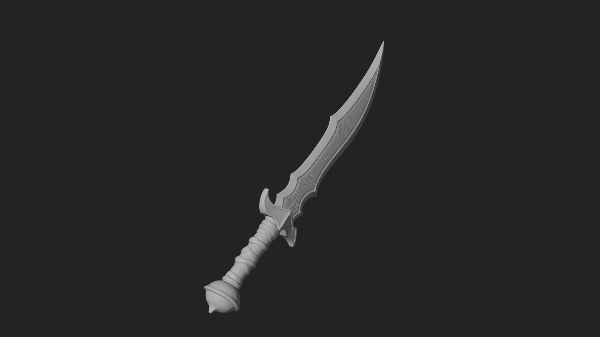 Curved Elven Sabre Model Design 6 3D Print Model 3D Model