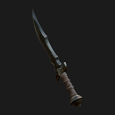 Curved Elven Sabre Model Design 6 3D Print Model