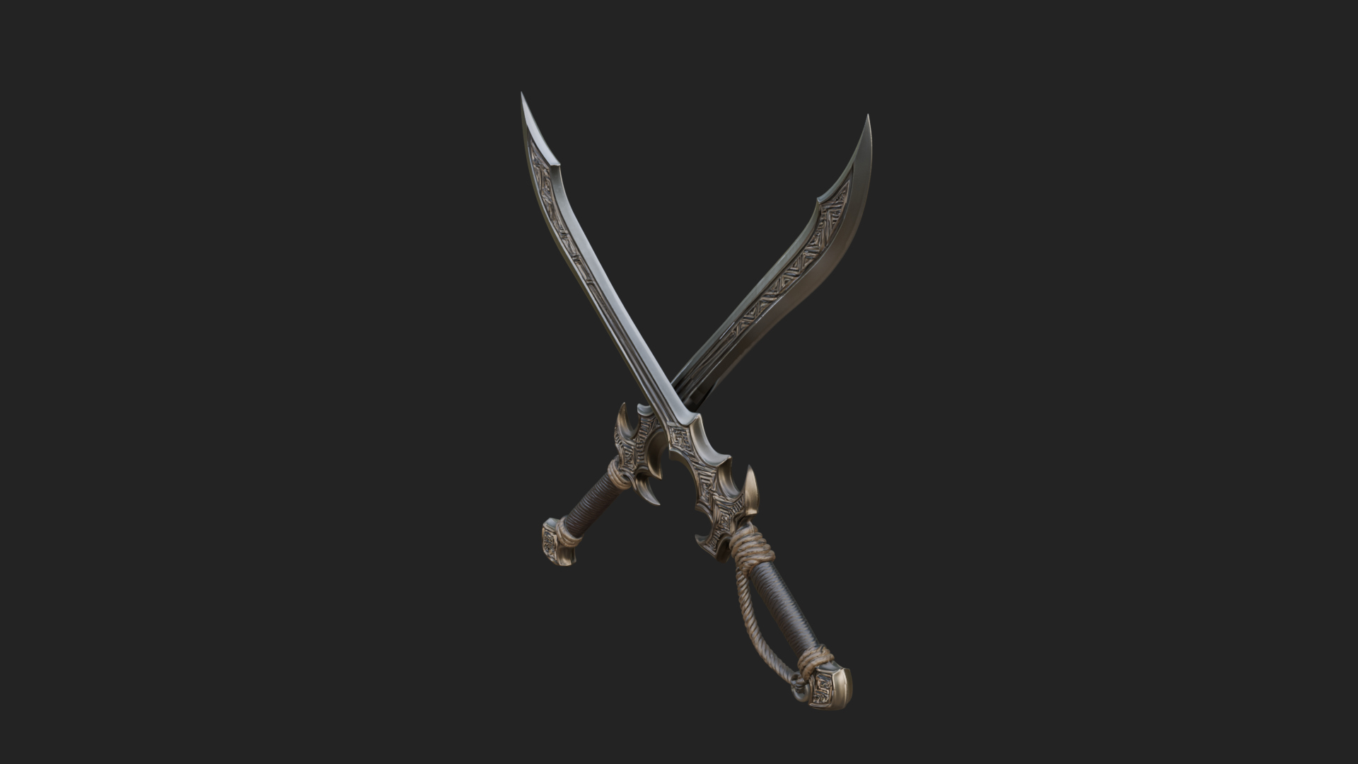 Curved Elven Sabre Model Design 7 3D Print Model 3D Model