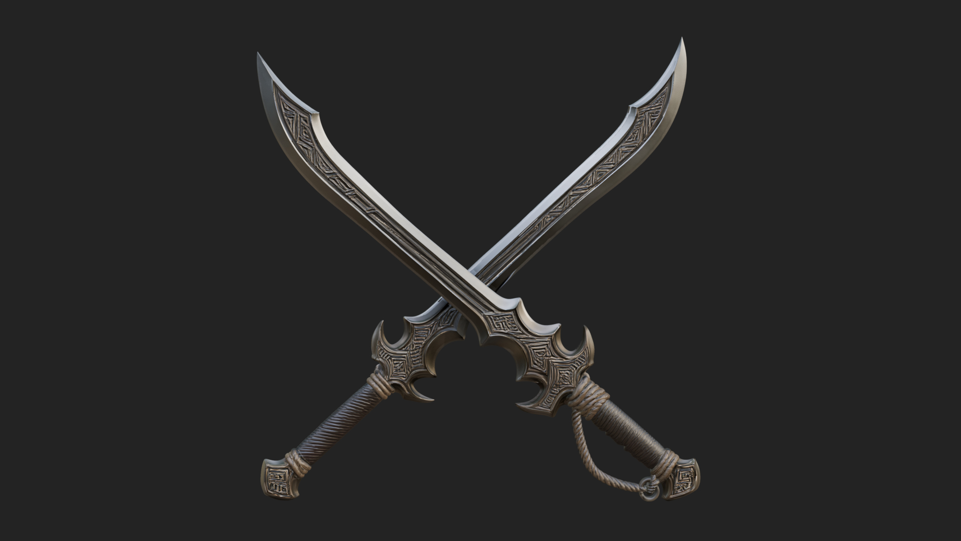 Curved Elven Sabre Model Design 7 3D Print Model 3D Model