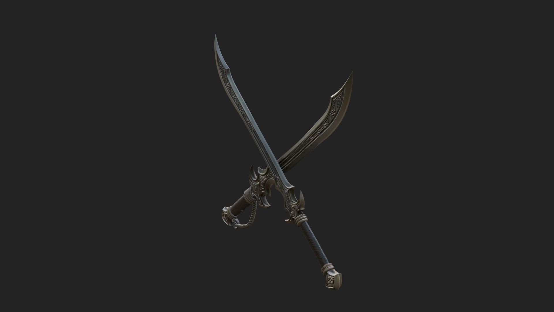 Curved Elven Sabre Model Design 7 3D Print Model 3D Model