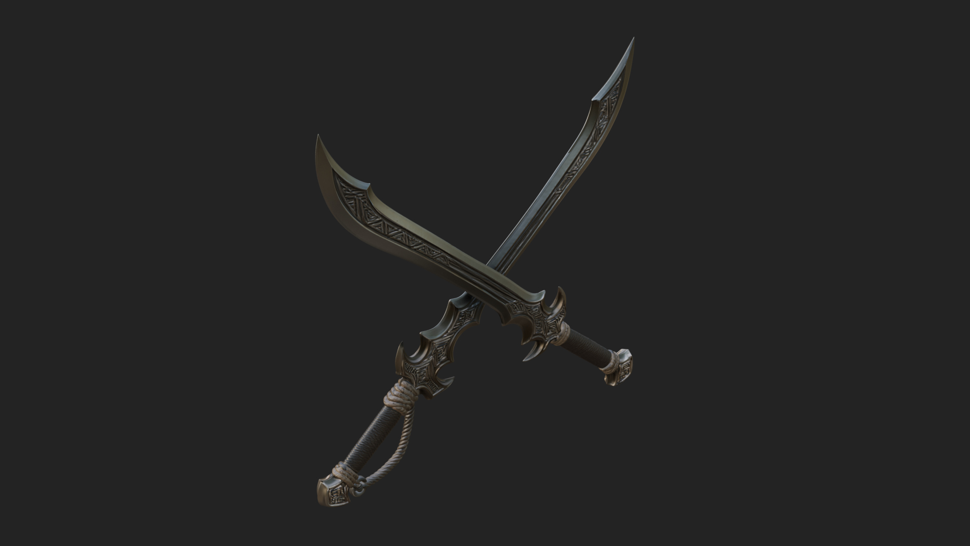 Curved Elven Sabre Model Design 7 3D Print Model 3D Model