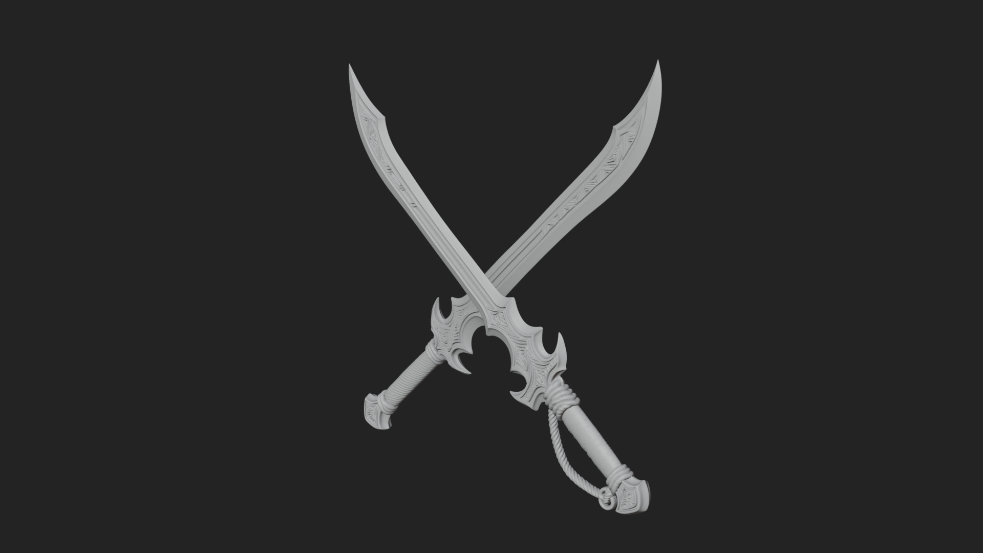 Curved Elven Sabre Model Design 7 3D Print Model 3D Model