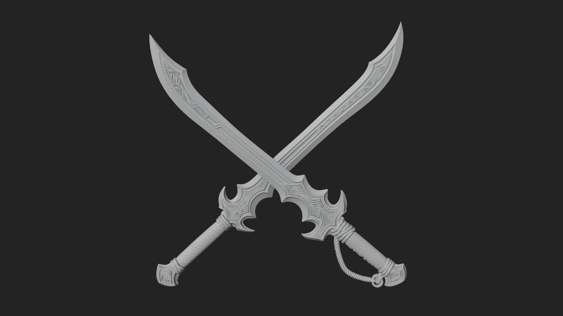 Curved Elven Sabre Model Design 7 3D Print Model 3D Model
