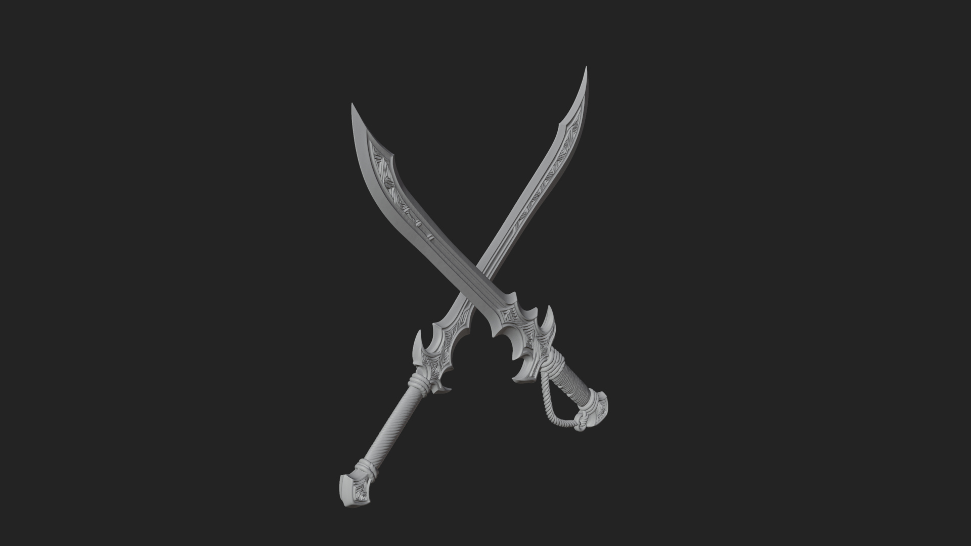 Curved Elven Sabre Model Design 7 3D Print Model 3D Model