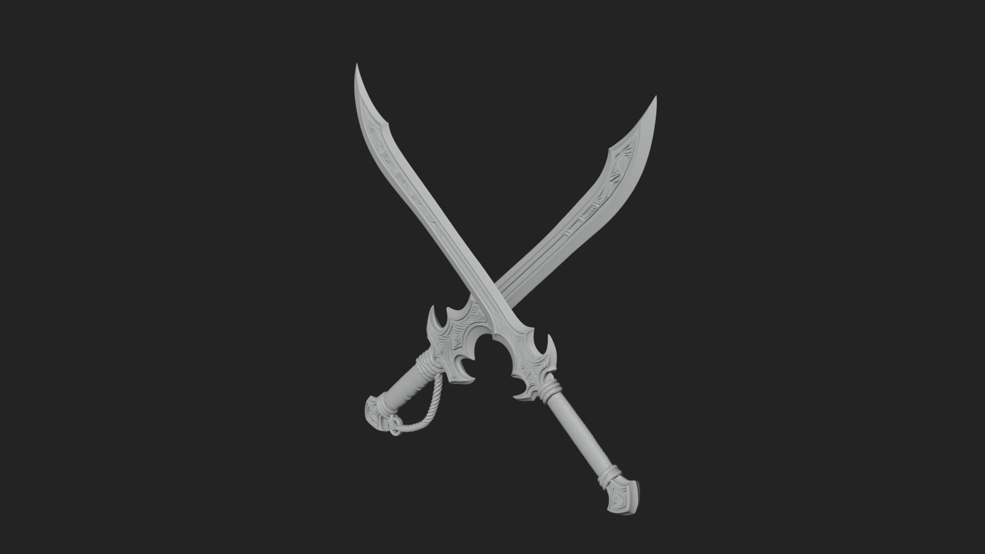 Curved Elven Sabre Model Design 7 3D Print Model 3D Model