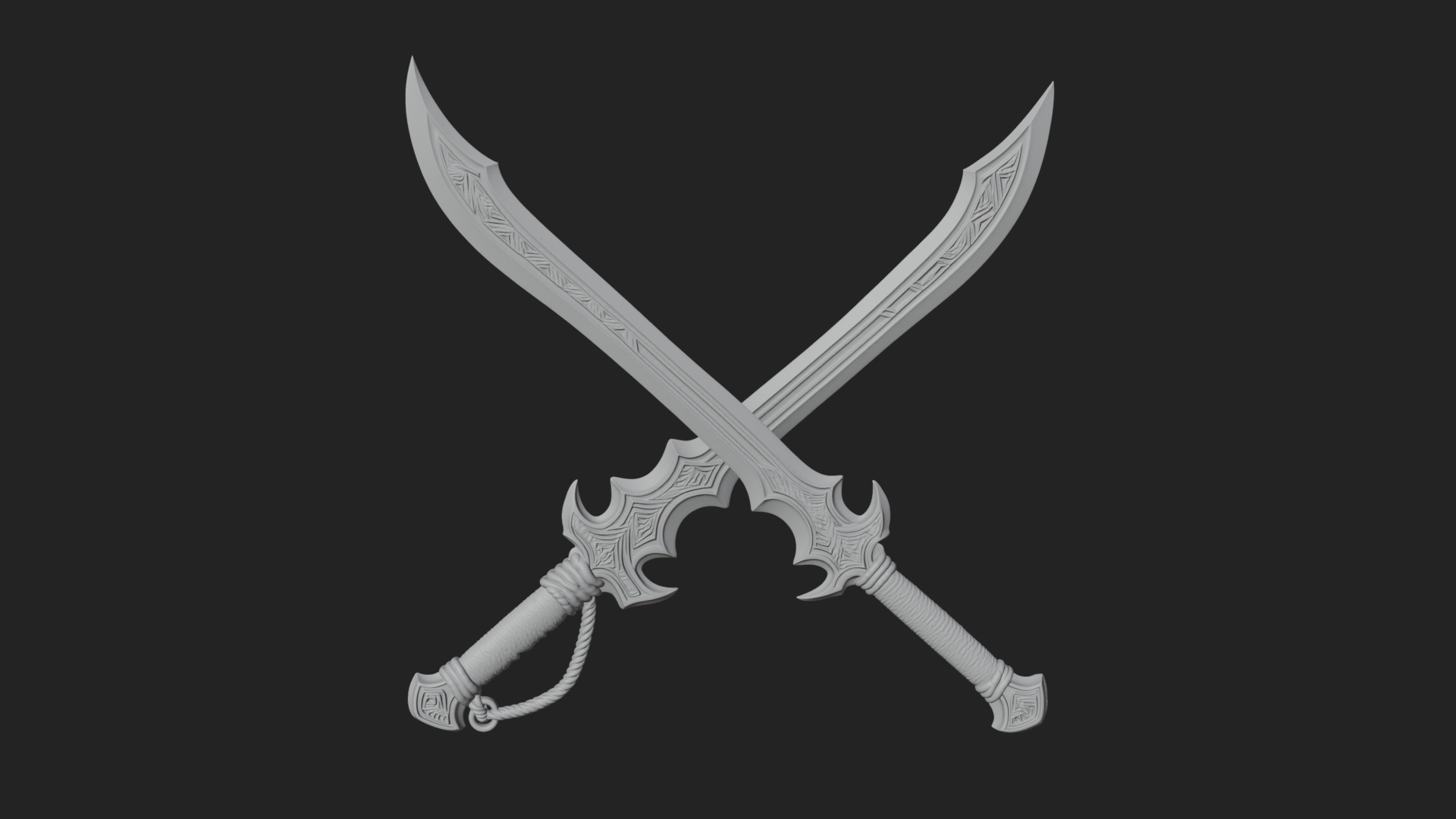 Curved Elven Sabre Model Design 7 3D Print Model 3D Model