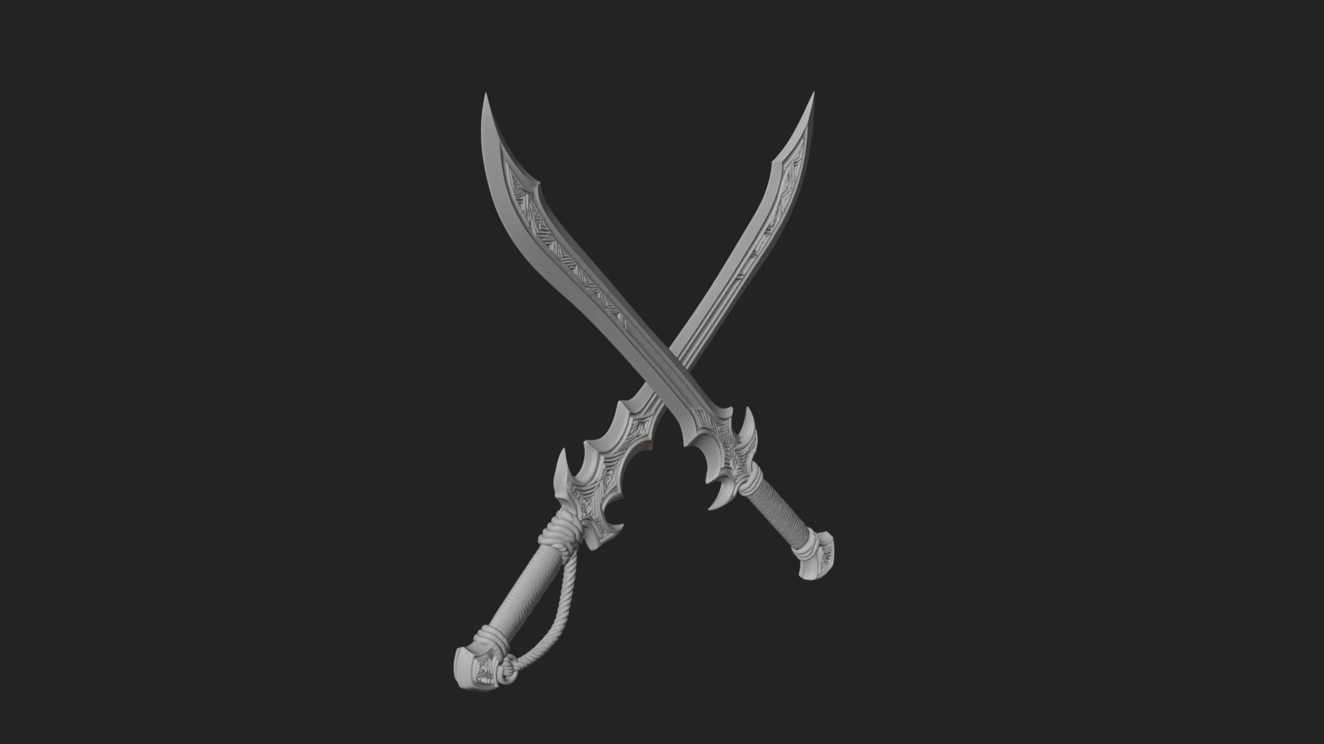 Curved Elven Sabre Model Design 7 3D Print Model 3D Model