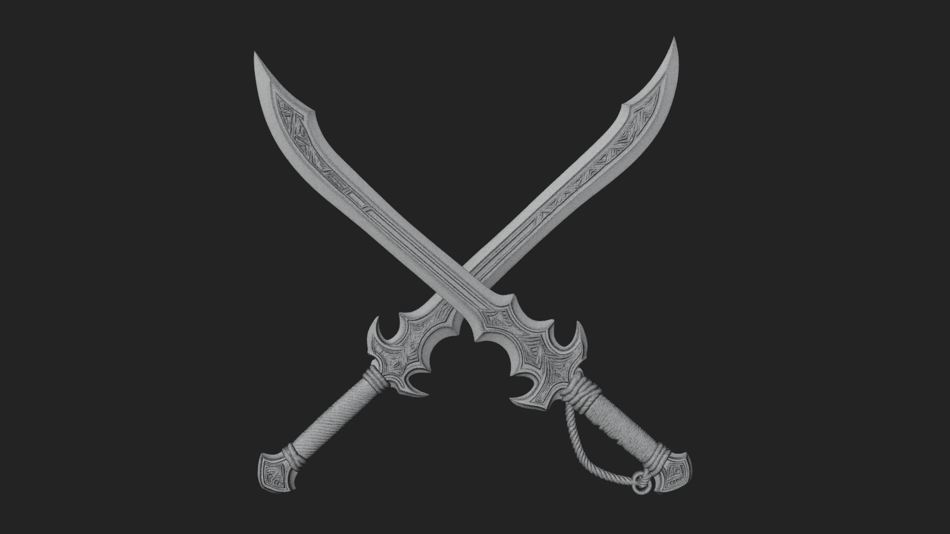 Curved Elven Sabre Model Design 7 3D Print Model 3D Model