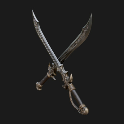 Curved Elven Sabre Model Design 7 3D Print Model