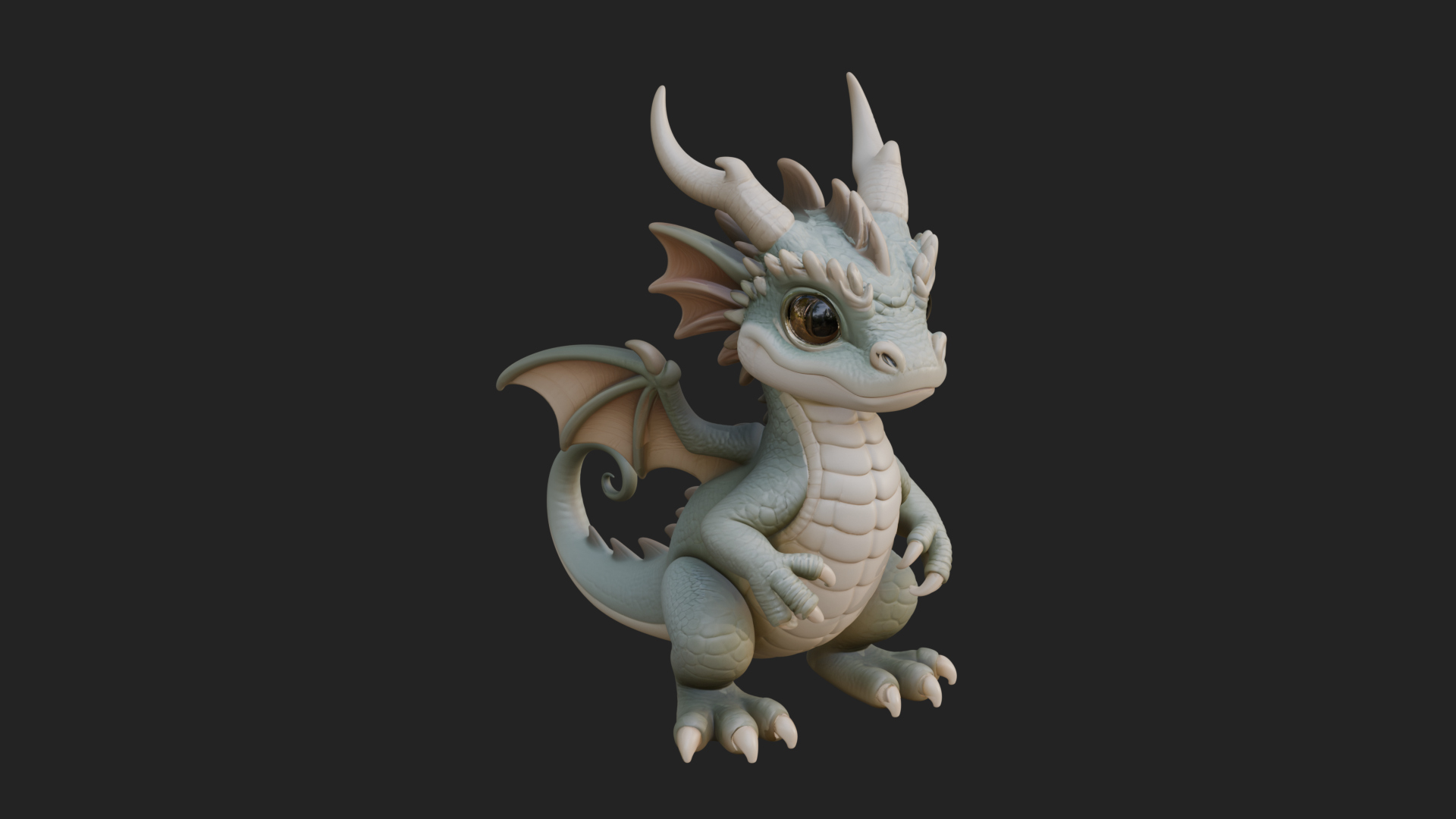 Cute Baby Dragon Statue Design 1 3D Print Model 3D Model