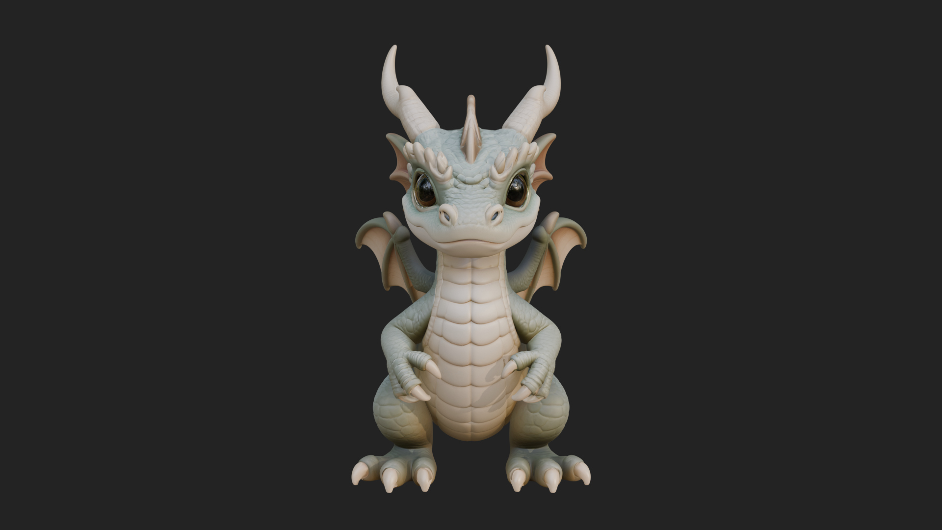 Cute Baby Dragon Statue Design 1 3D Print Model 3D Model
