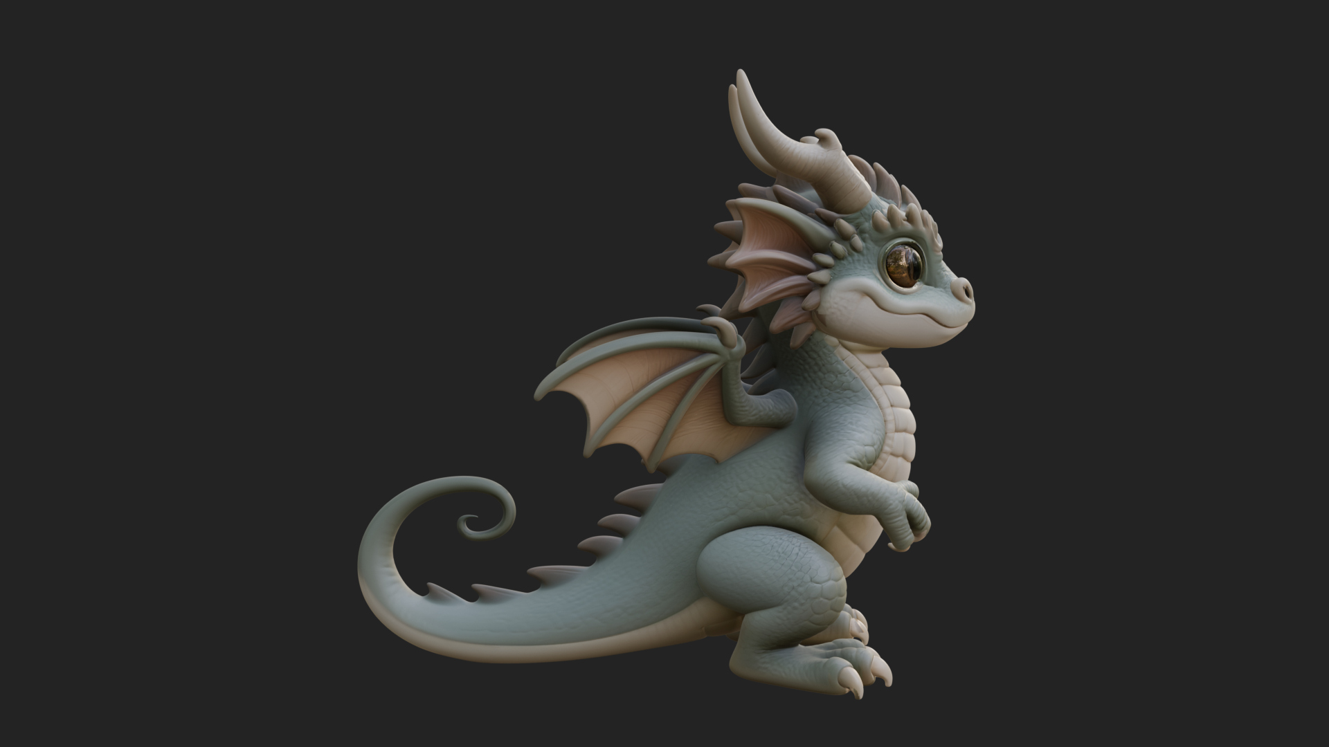 Cute Baby Dragon Statue Design 1 3D Print Model 3D Model