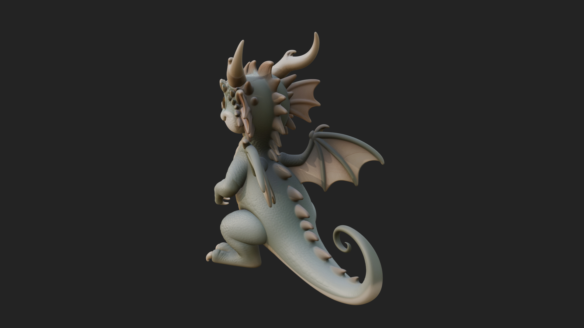 Cute Baby Dragon Statue Design 1 3D Print Model 3D Model
