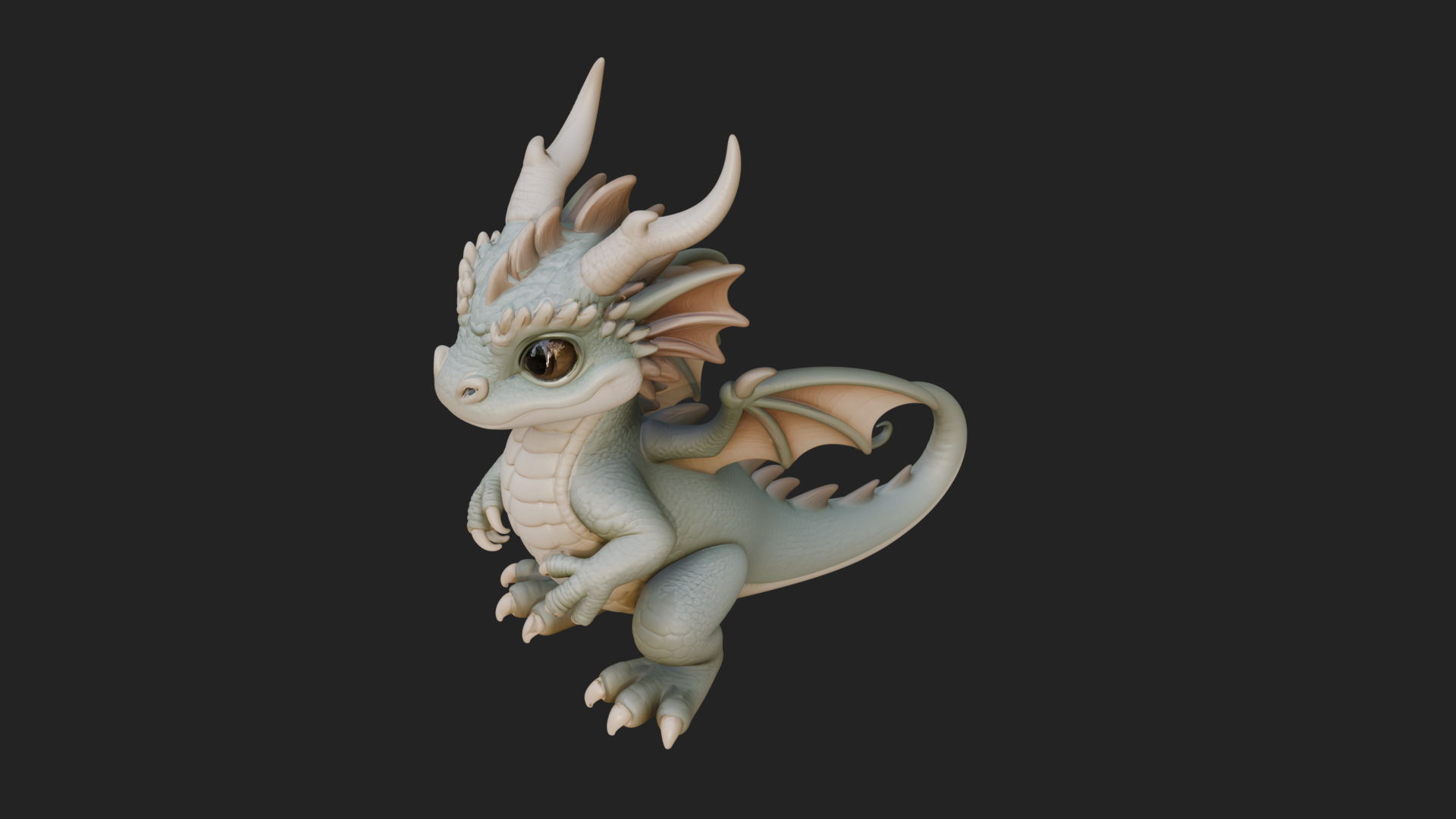 Cute Baby Dragon Statue Design 1 3D Print Model 3D Model