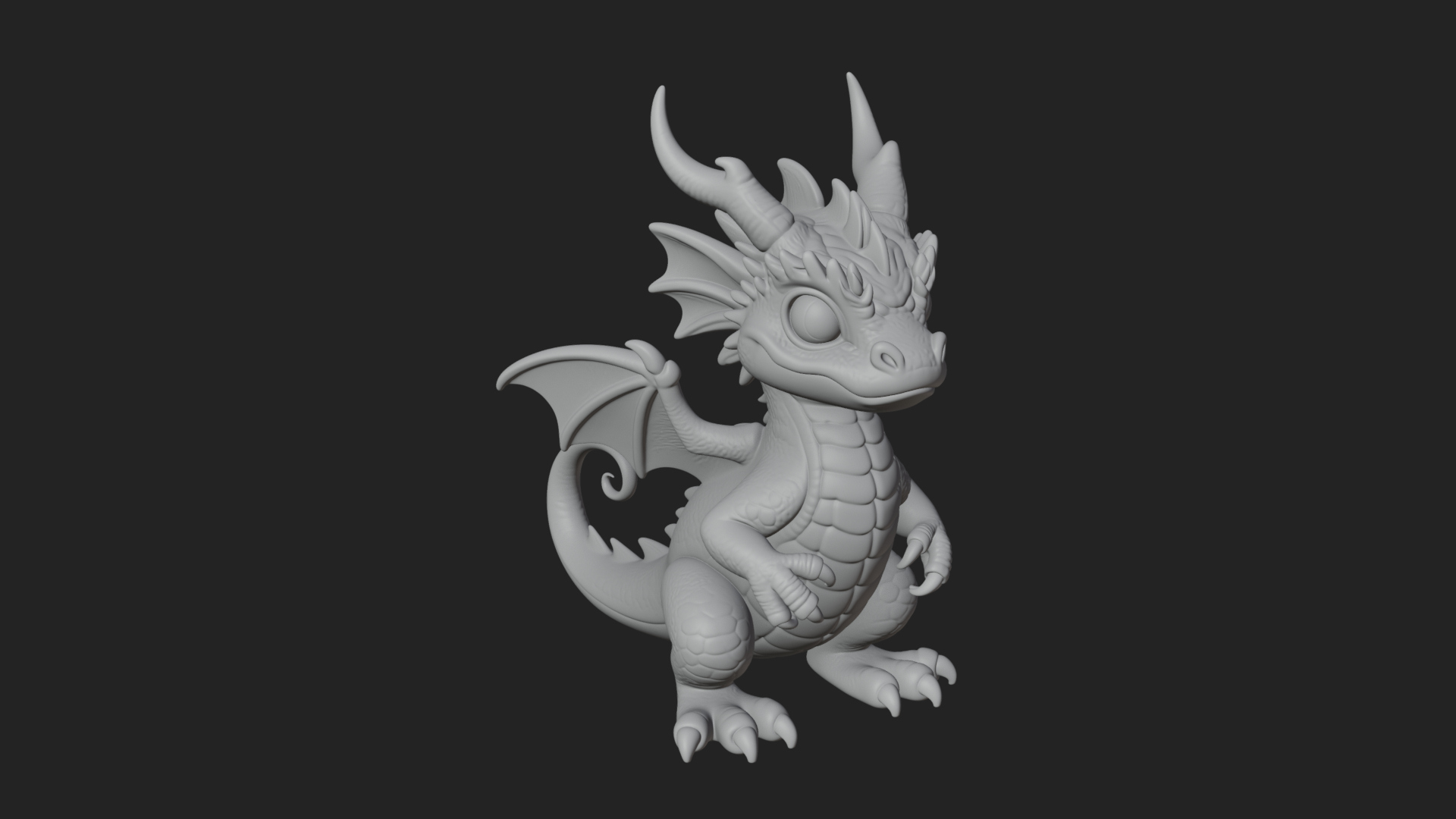Cute Baby Dragon Statue Design 1 3D Print Model 3D Model