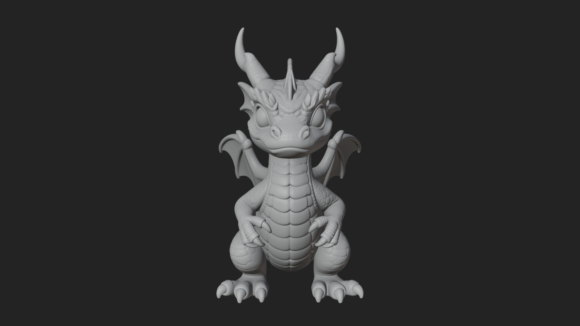 Cute Baby Dragon Statue Design 1 3D Print Model 3D Model