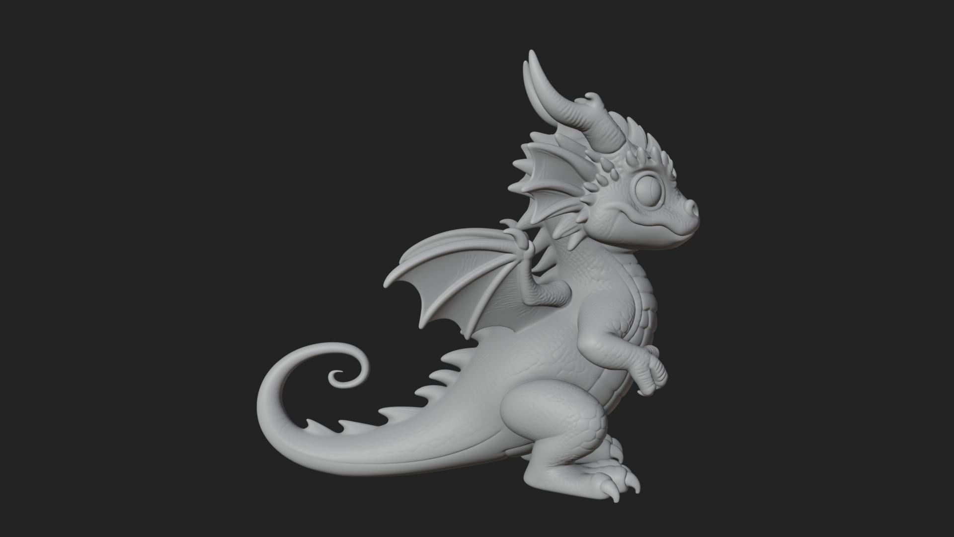 Cute Baby Dragon Statue Design 1 3D Print Model 3D Model