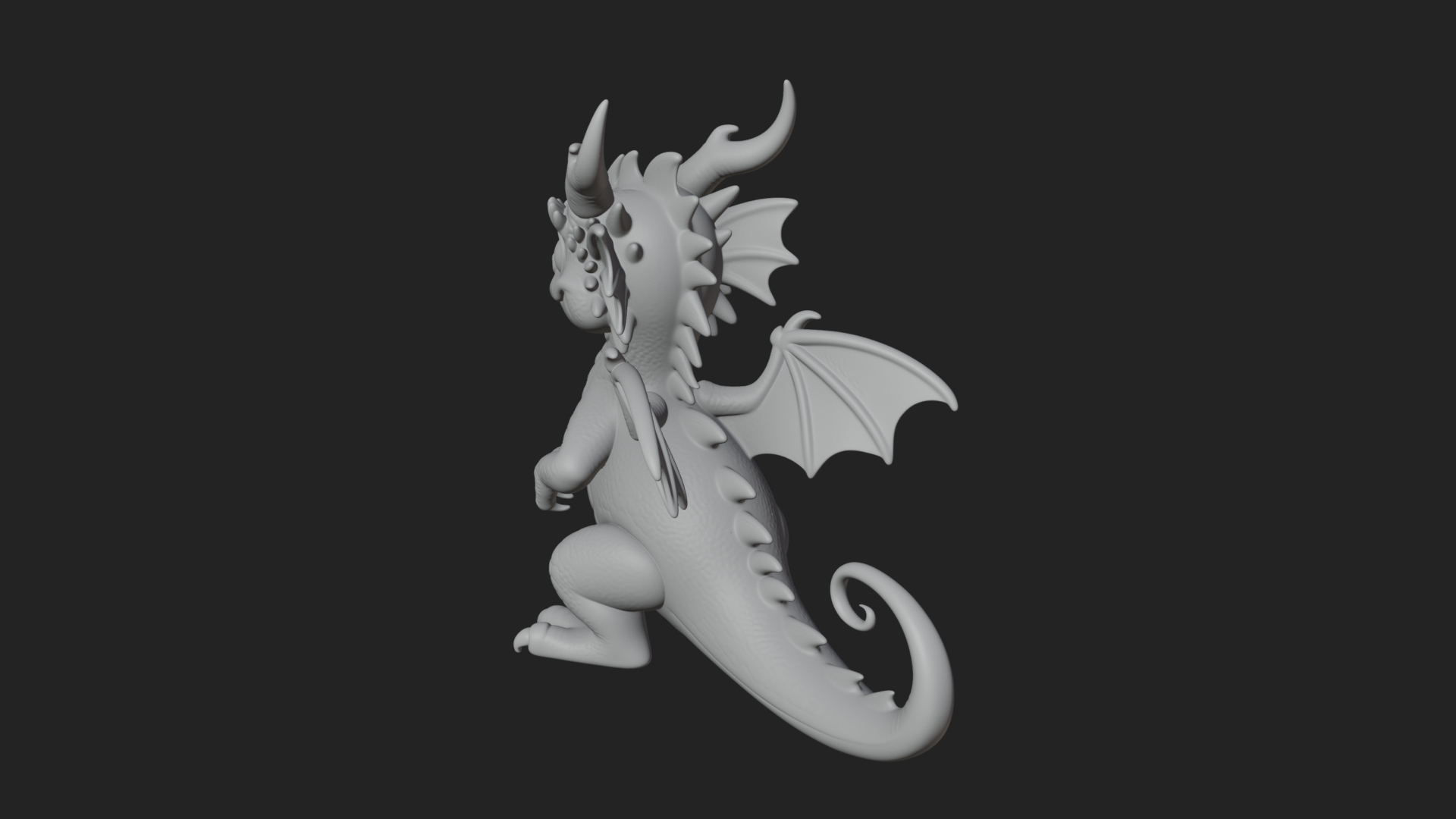 Cute Baby Dragon Statue Design 1 3D Print Model 3D Model