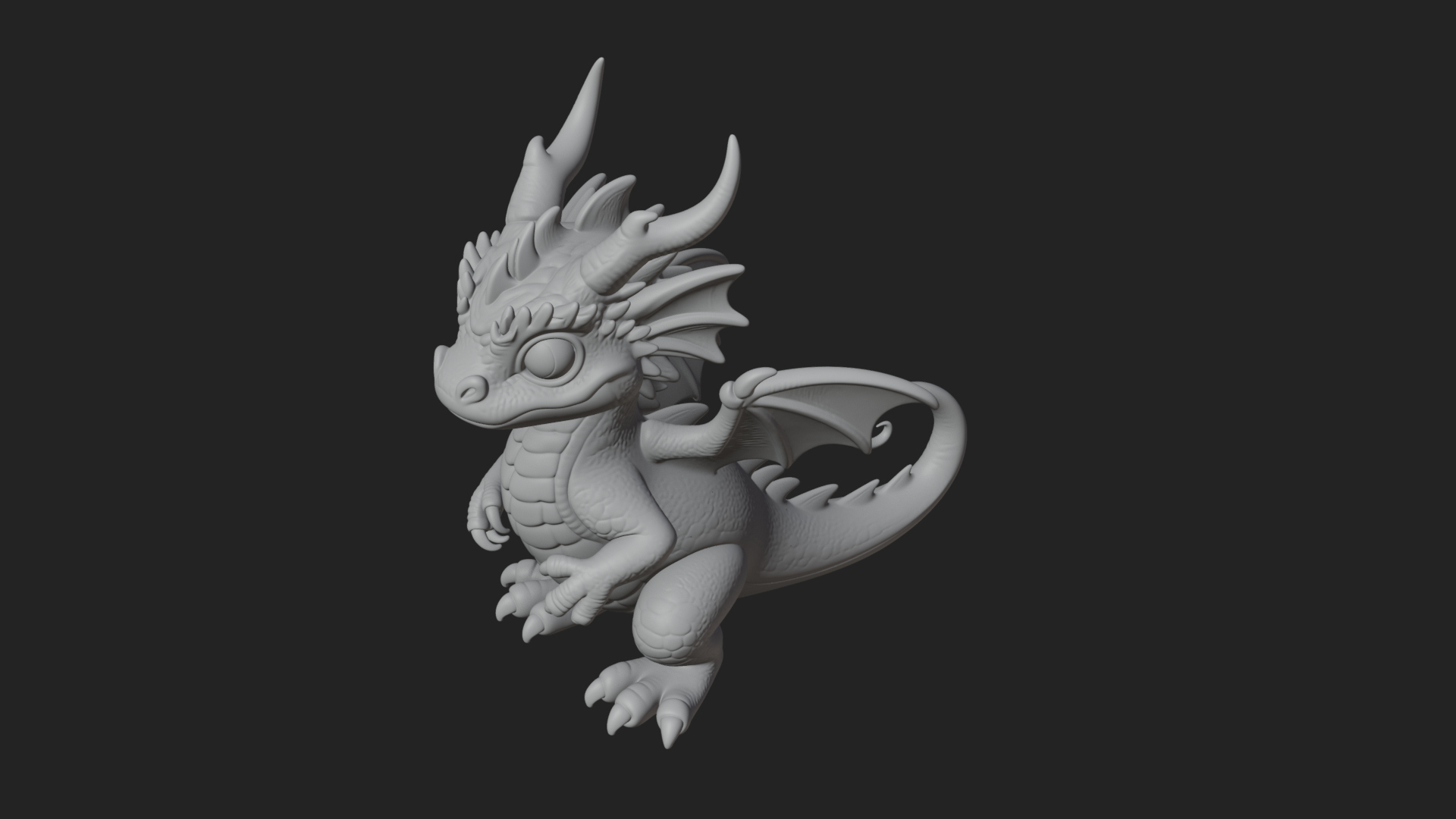 Cute Baby Dragon Statue Design 1 3D Print Model 3D Model