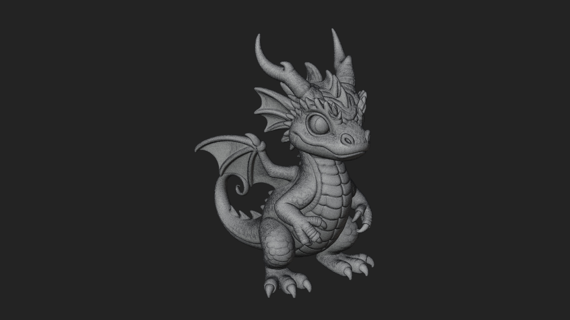 Cute Baby Dragon Statue Design 1 3D Print Model 3D Model