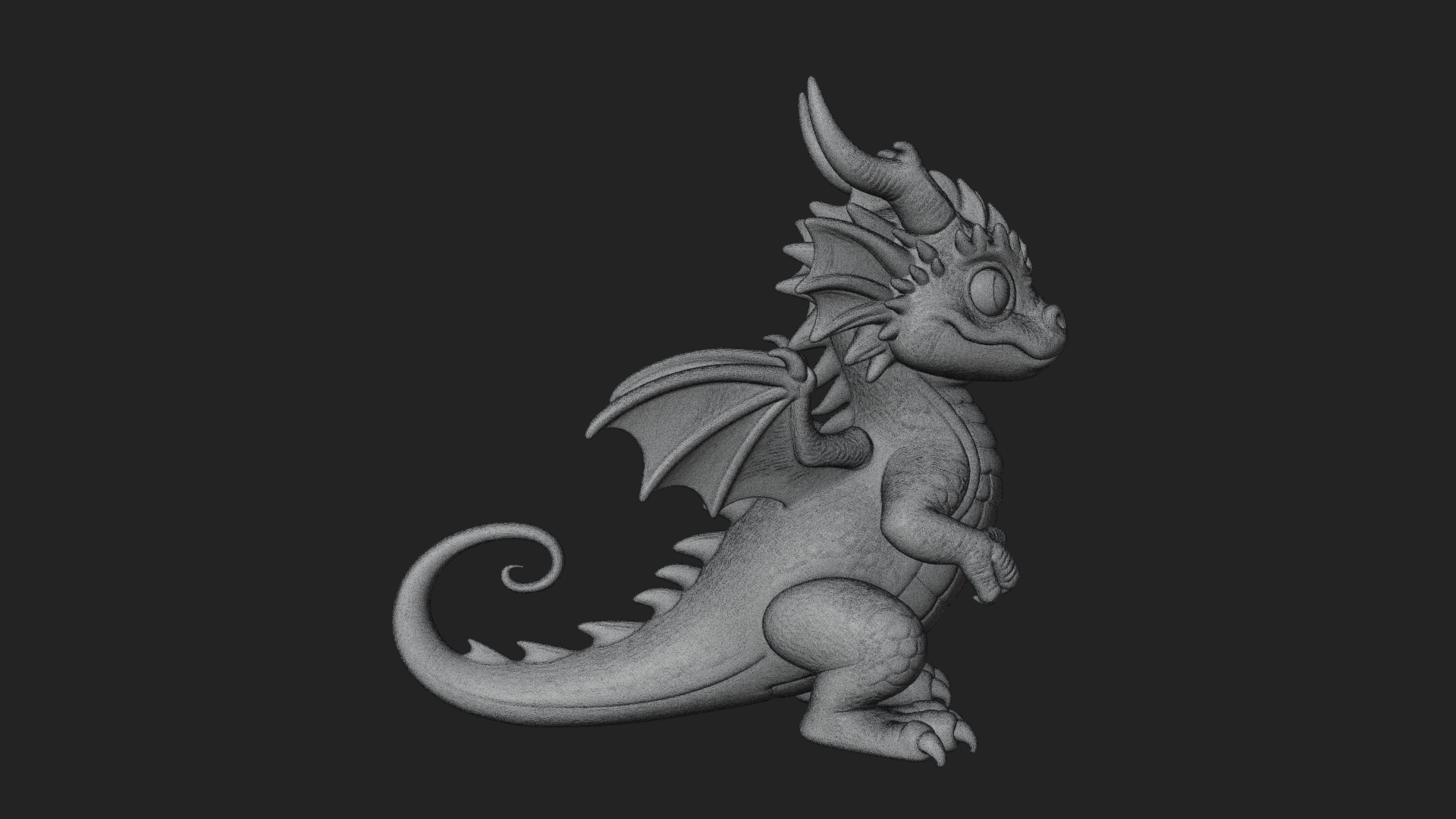 Cute Baby Dragon Statue Design 1 3D Print Model 3D Model