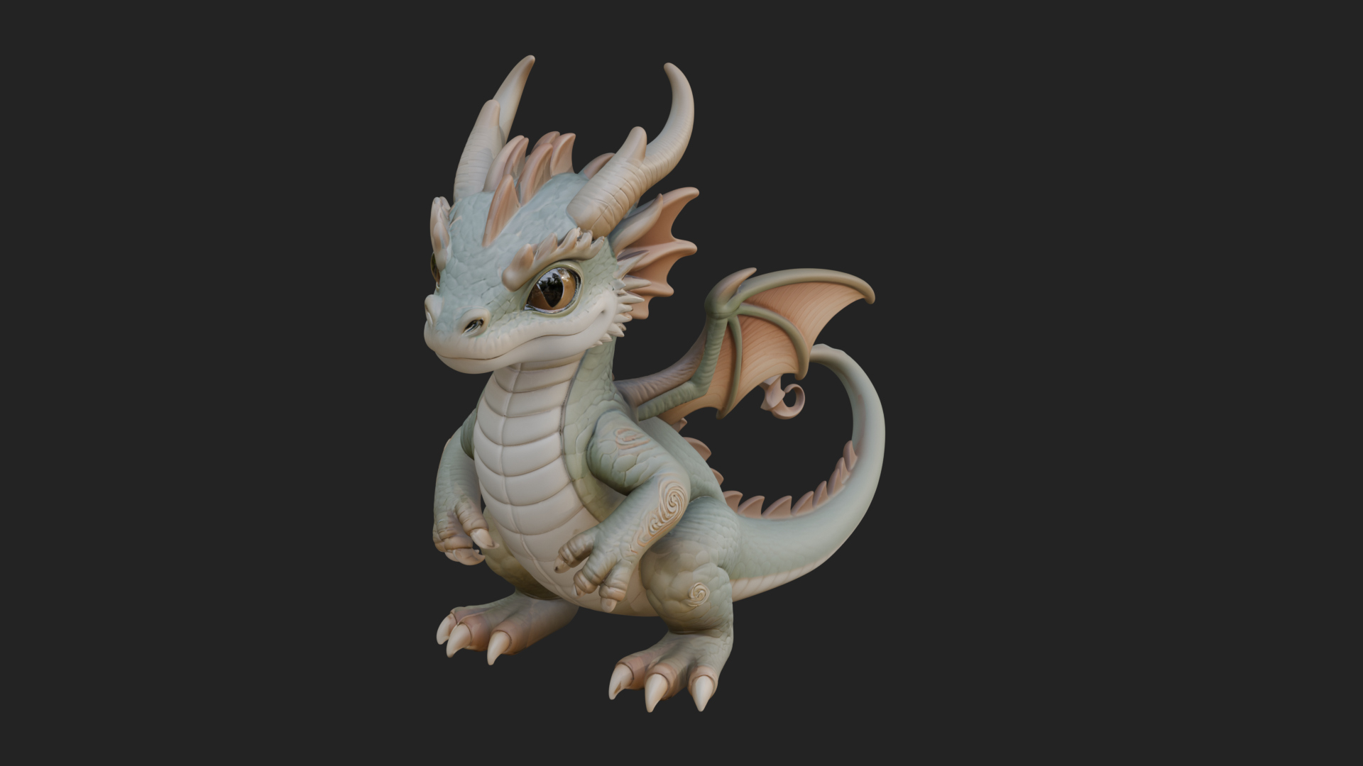 Cute Baby Dragon Statue Design 2 3D Print Model 3D Model