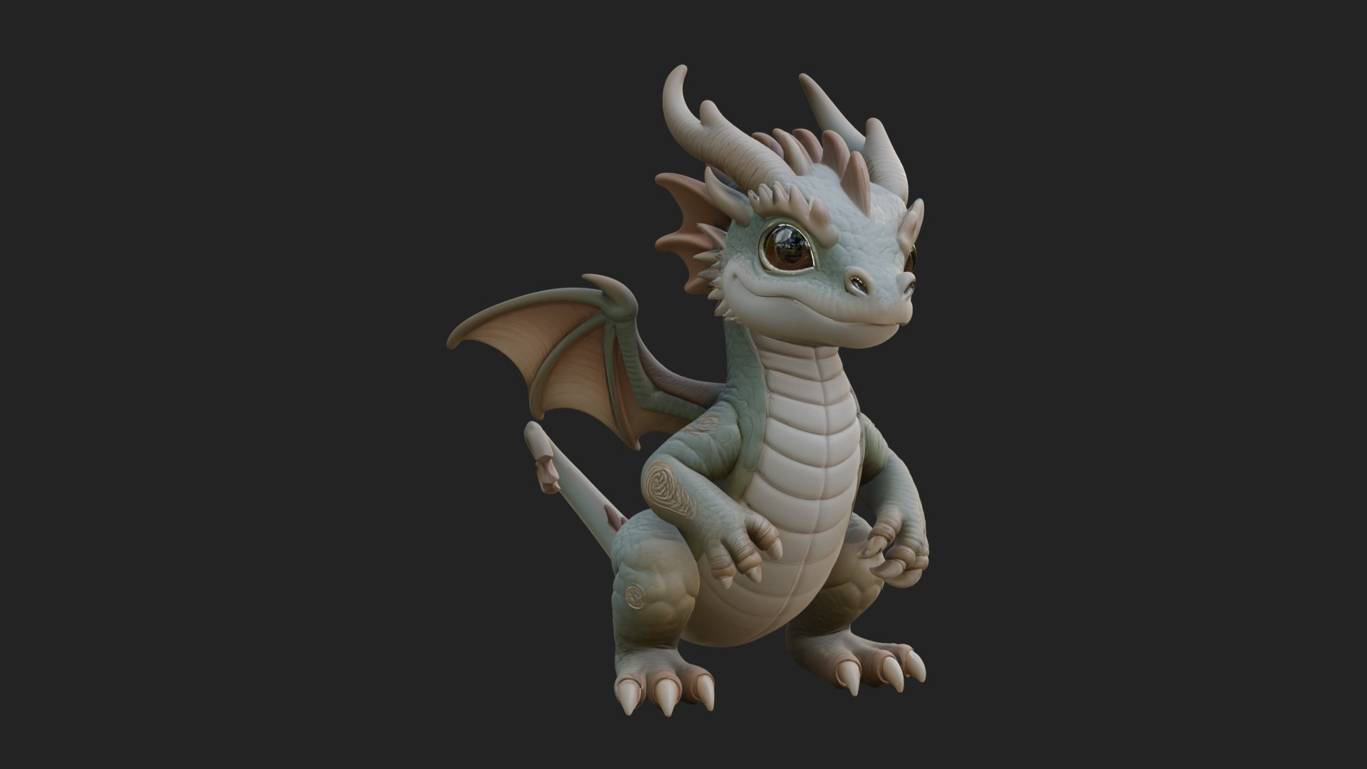 Cute Baby Dragon Statue Design 2 3D Print Model 3D Model