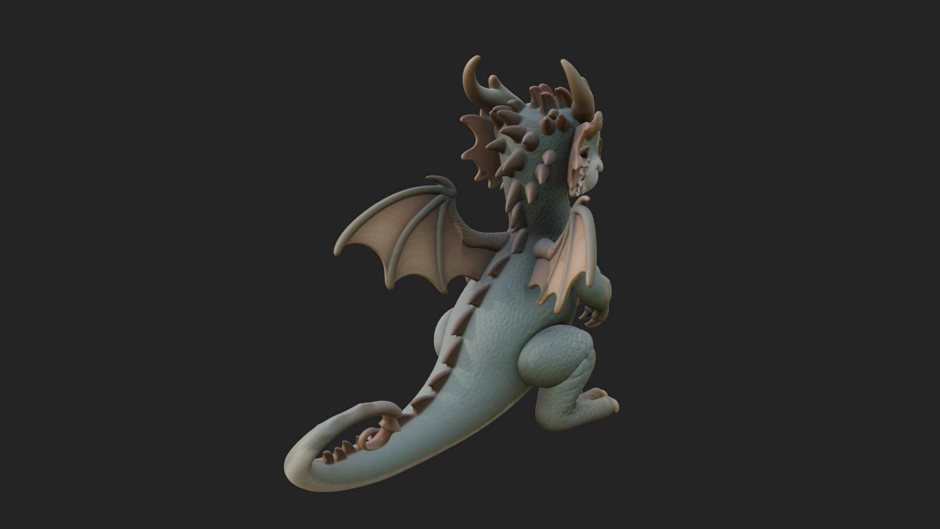 Cute Baby Dragon Statue Design 2 3D Print Model 3D Model