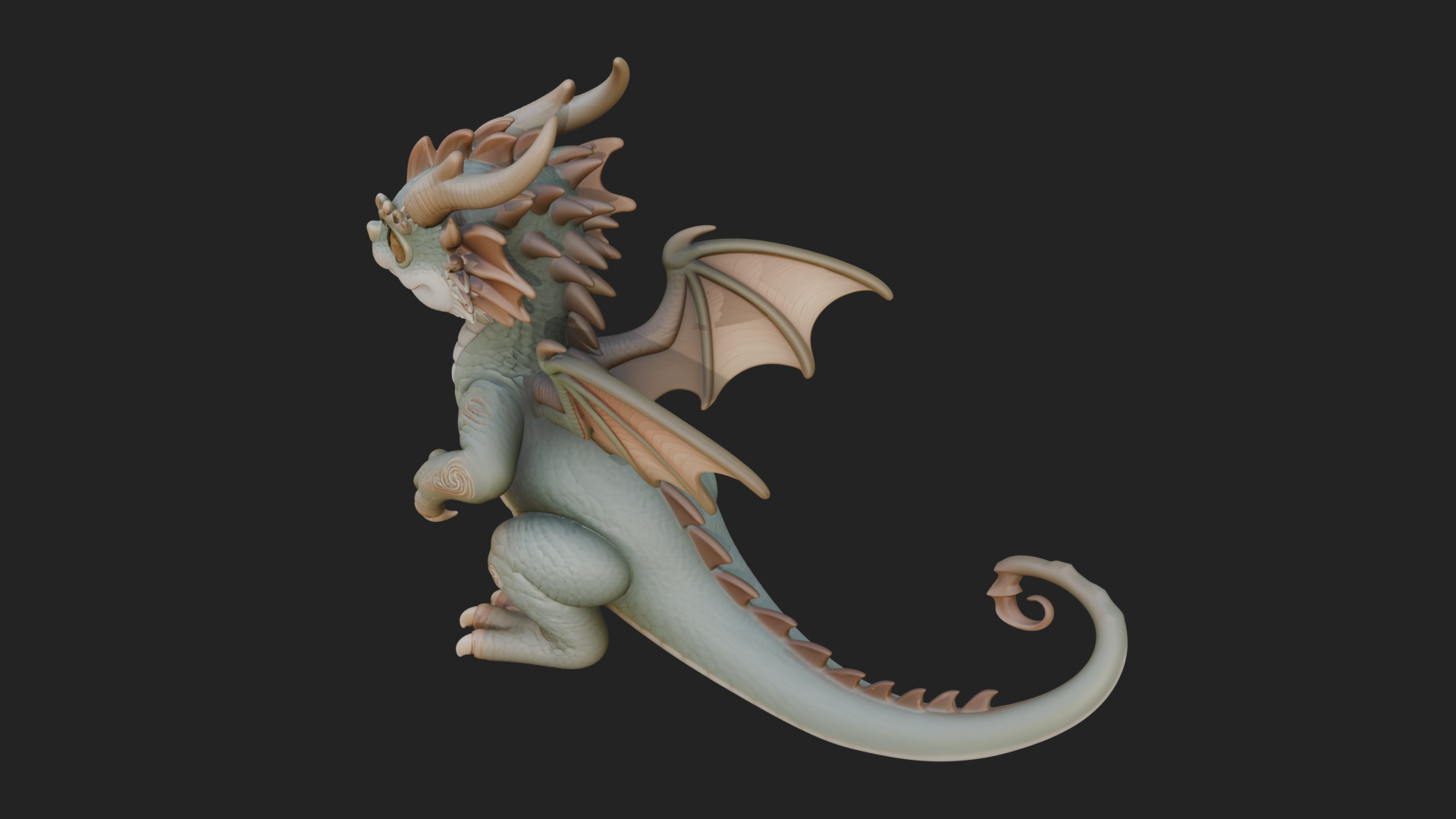 Cute Baby Dragon Statue Design 2 3D Print Model 3D Model