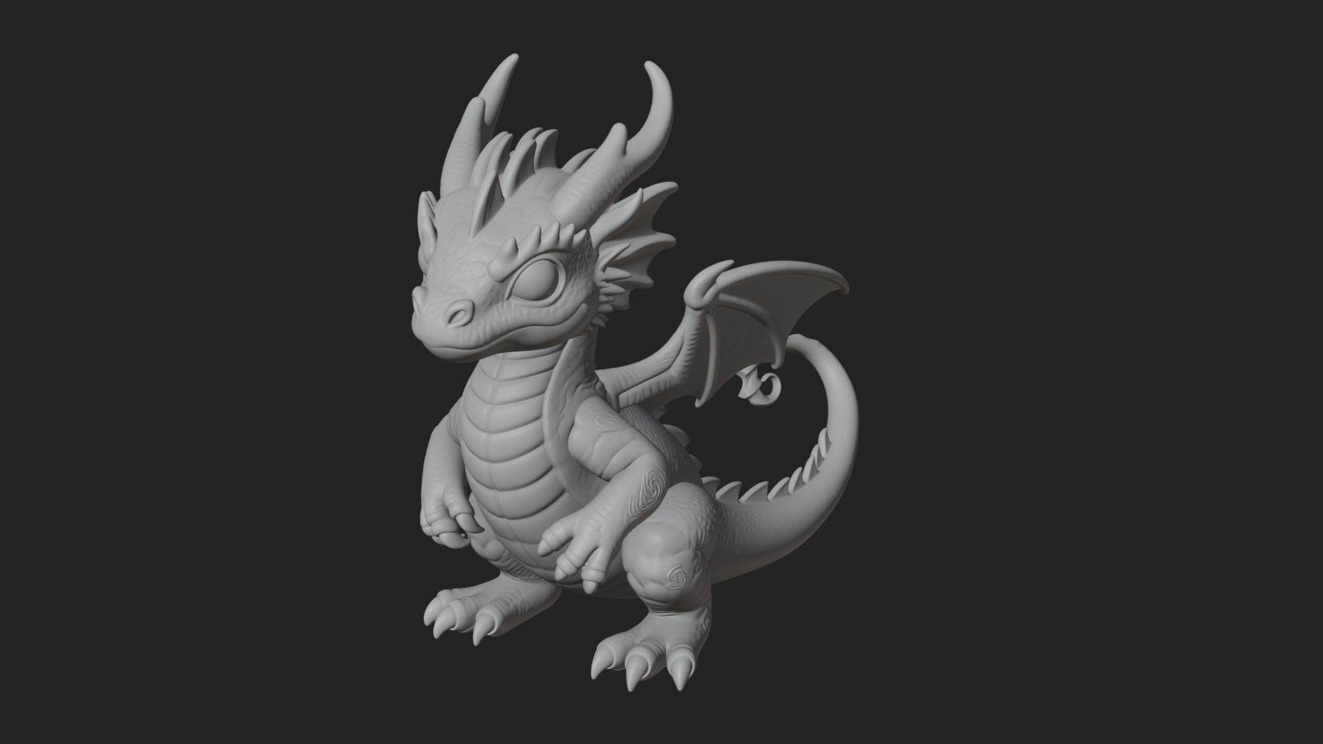 Cute Baby Dragon Statue Design 2 3D Print Model 3D Model
